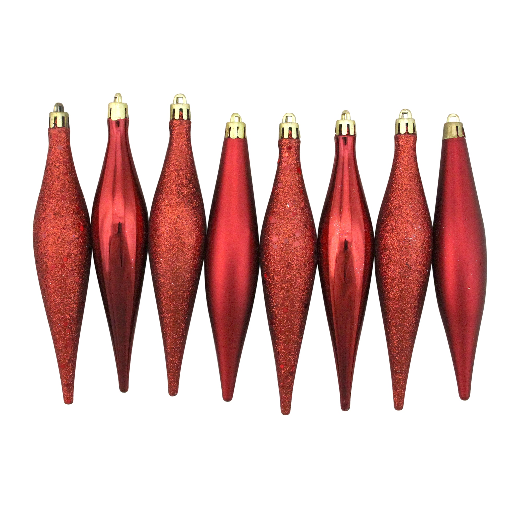Northlight 31757044 8 -Pack Red Standard Indoor Ornament set Shatterproof