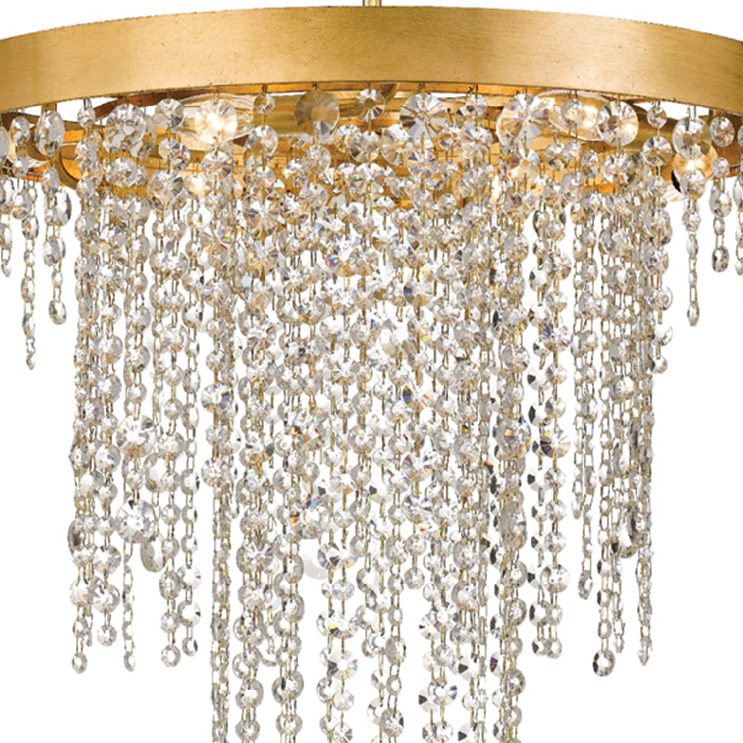 Antique Gold Elegance 6-Light Crystal Waterfall Chandelier