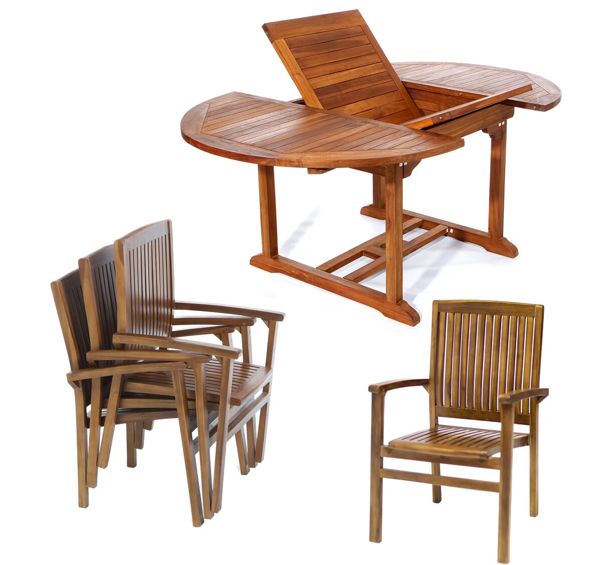 ALL THINGS CEDAR Folding Chair Teak Table Patio Outdoor Furniture