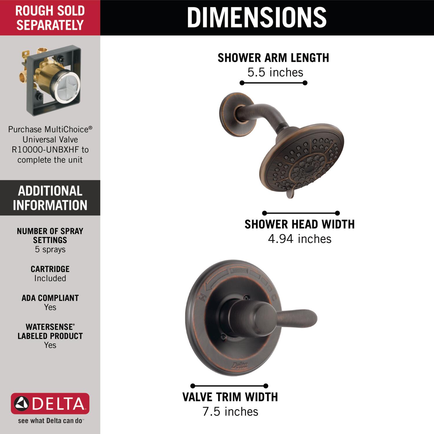 Delta T14238-RB Tub-Shower-Faucets - View #3