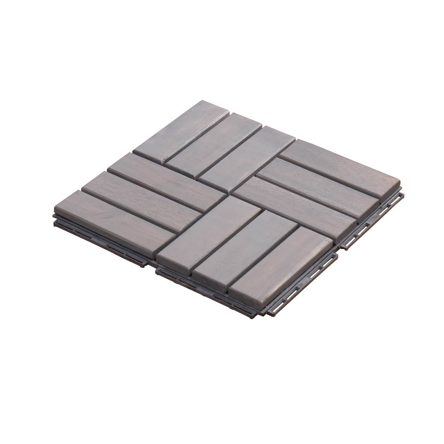 Bybafun YA1000015 12-in x 12-in 30 -Pack Gray Pattern2 Prefinished Wood Deck tile ( 30-sq ft )