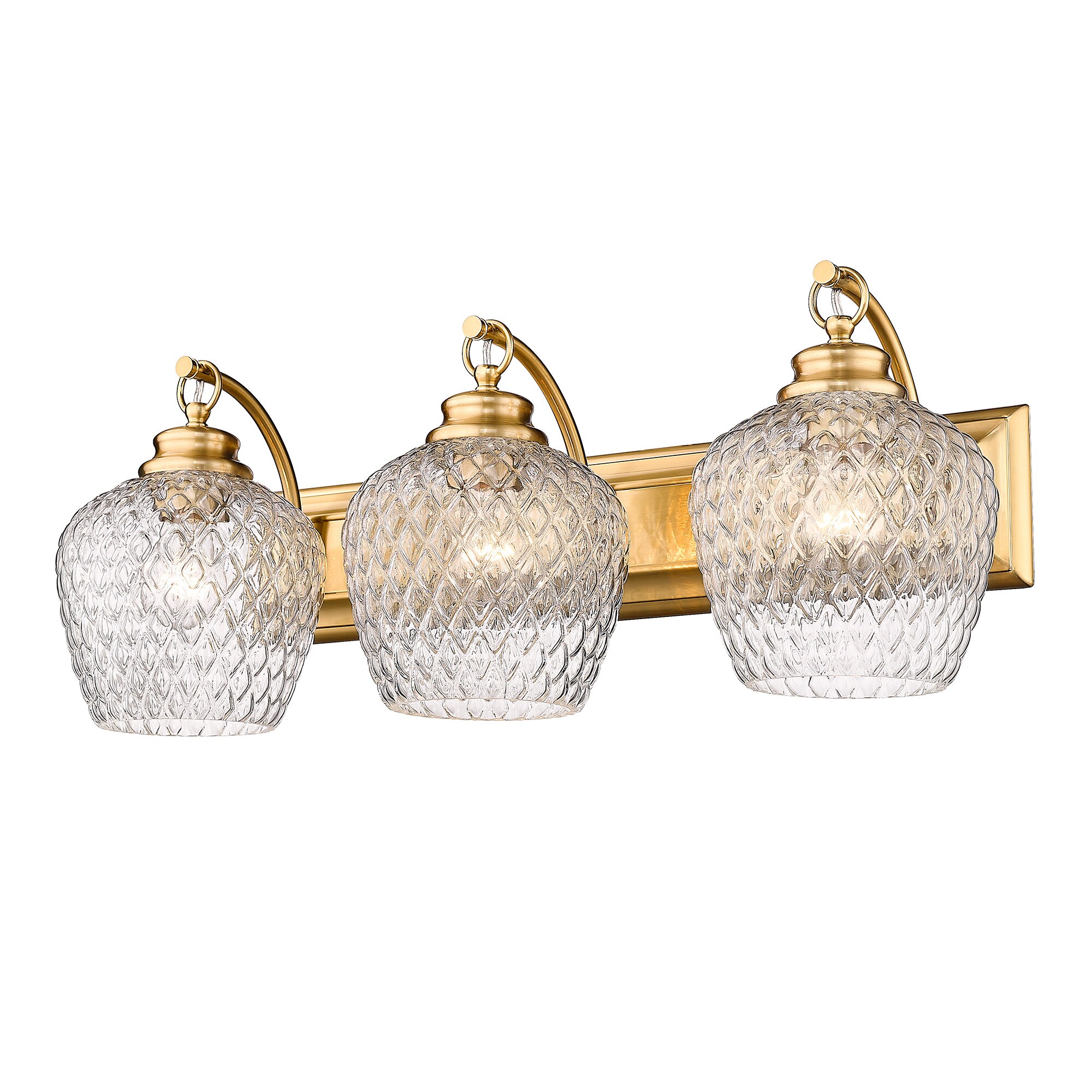 Golden Lighting 1088-BA3 MBG-CLR Adeline 26.25-in 3 -Light Brushed Gold Transitional Vanity light