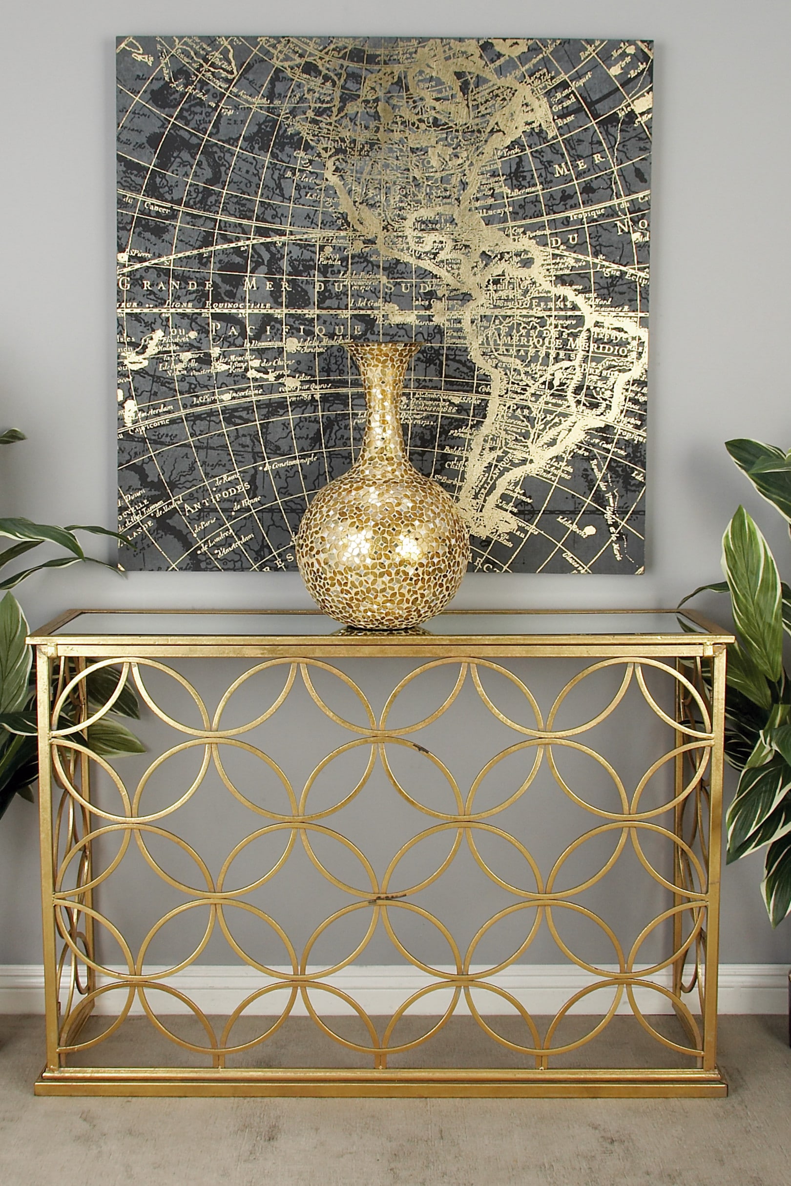 gold accent console table