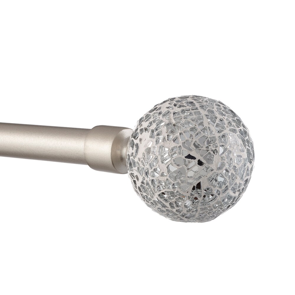 Exclusive Home ER1002-01 3672 White Mosaic 36-in to 72-in Matte silver Iron Single curtain rod with Finials