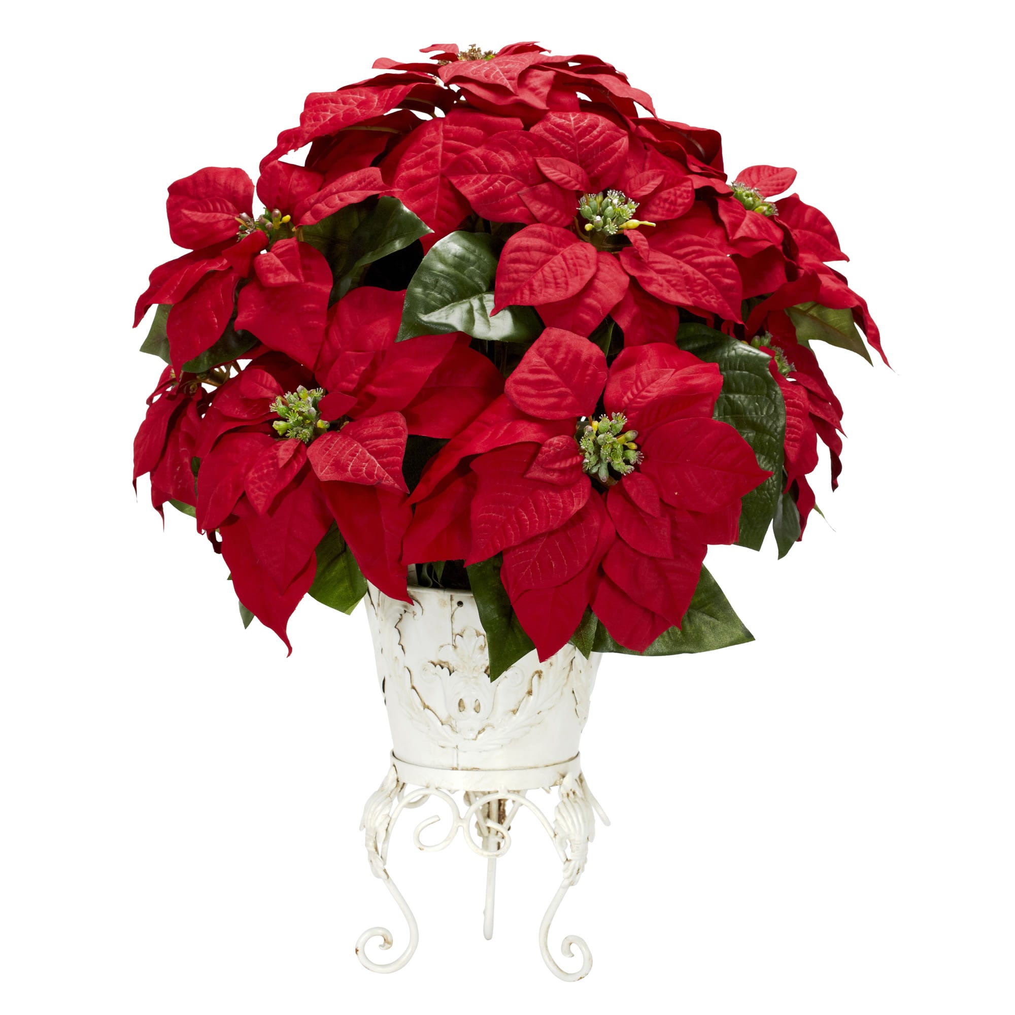 Nearly Natural 1267 21-Inches Tabletop Decoration Poinsettia Christmas Decor