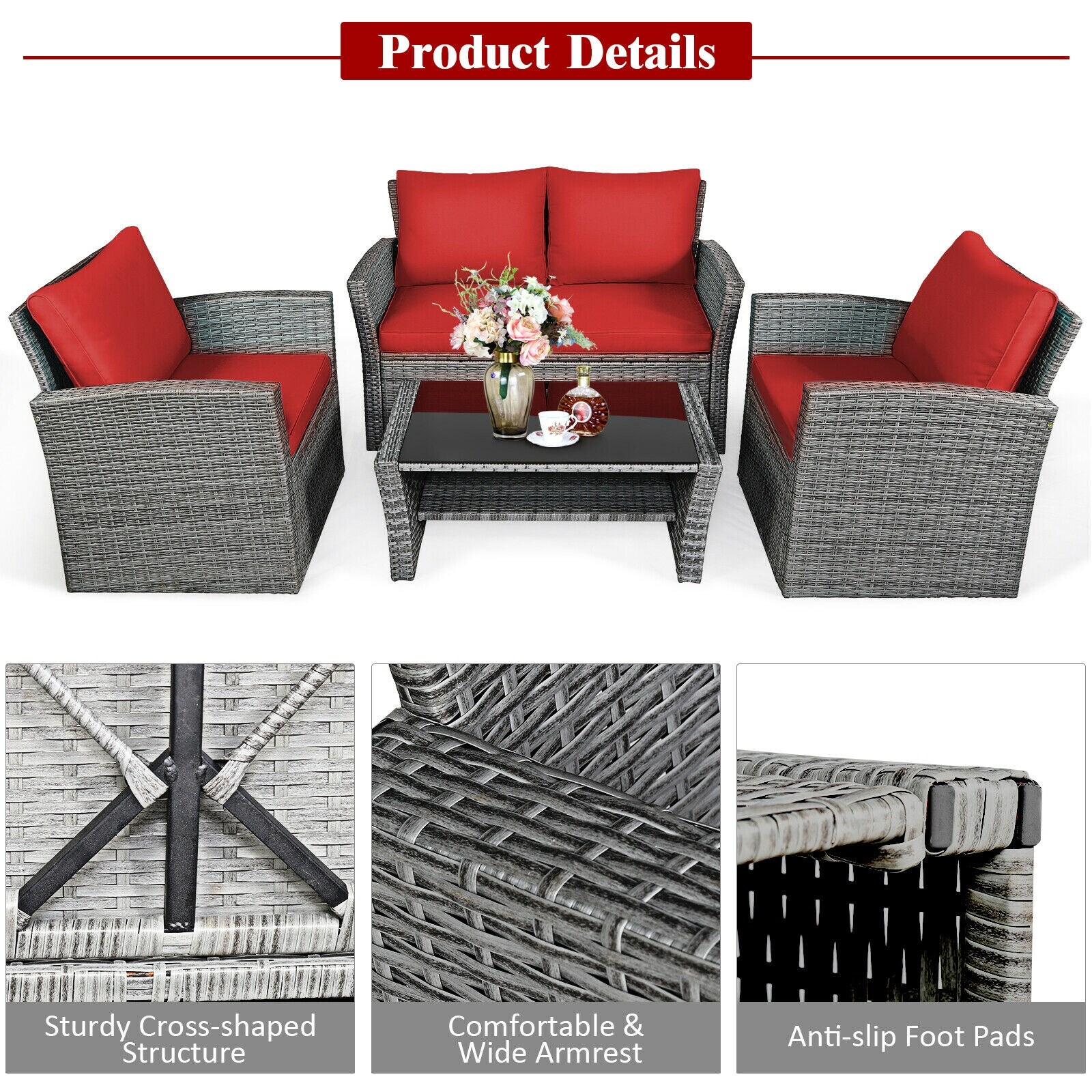 Forclover HBV-841CRE Patio-Conversation-Sets - View #7