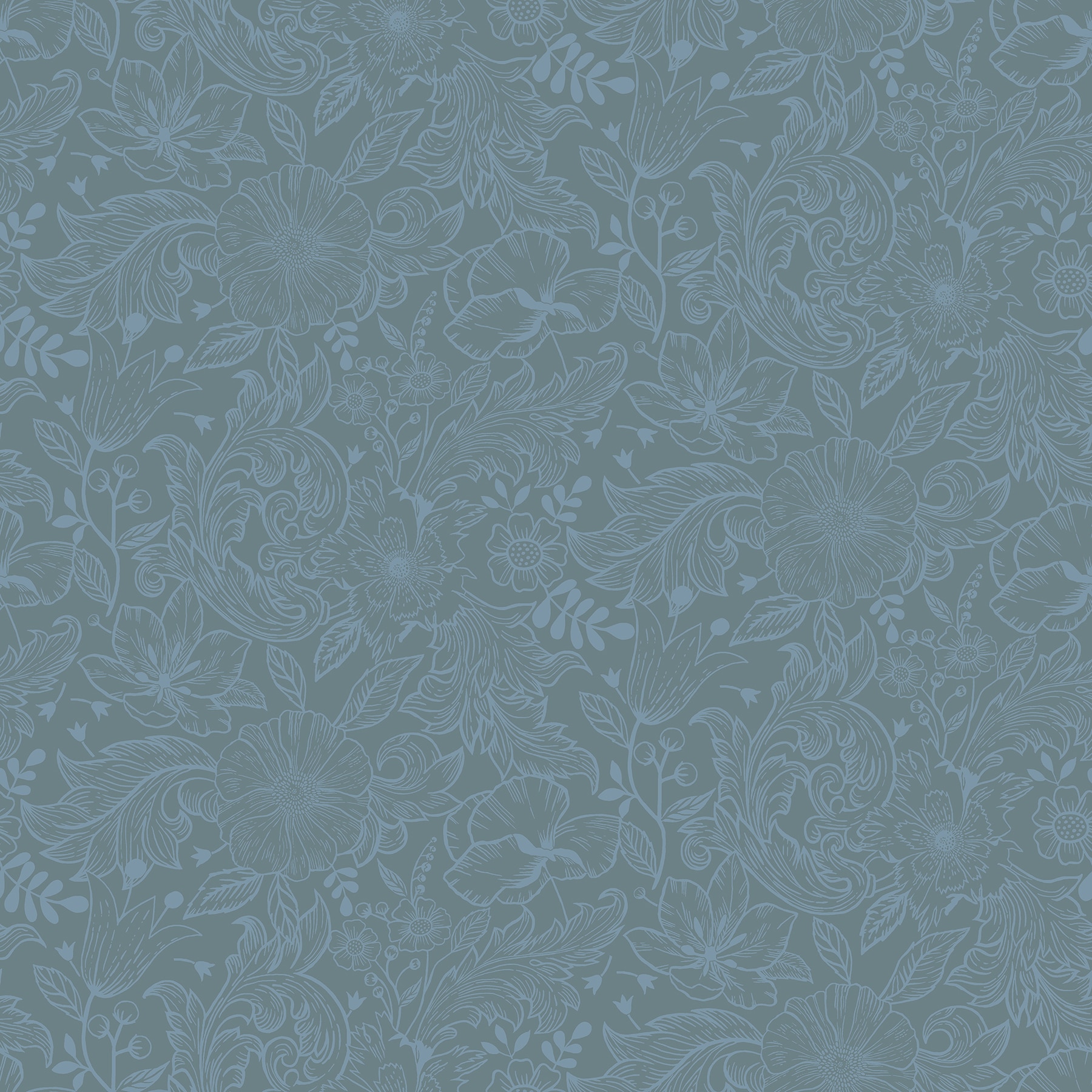 A-Street Prints 2999-13128 Annelie 57.5-Sq. Feet Blue Non-woven Floral Unpasted Wallpaper