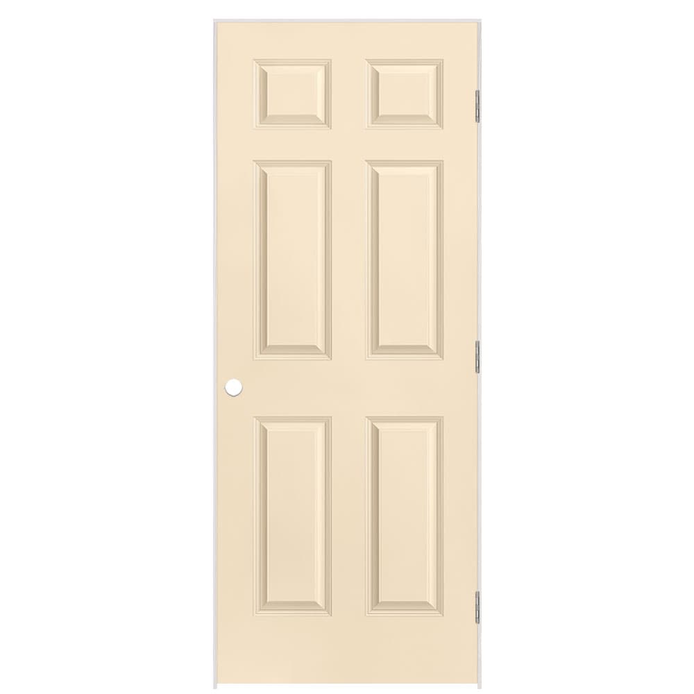 Masonite 1317352 32-in x 80-in Cream N Sugar Solid core 6-panel Right hand Smooth Prefinished Molded composite Flat Jamb Single Prehung Interior Door