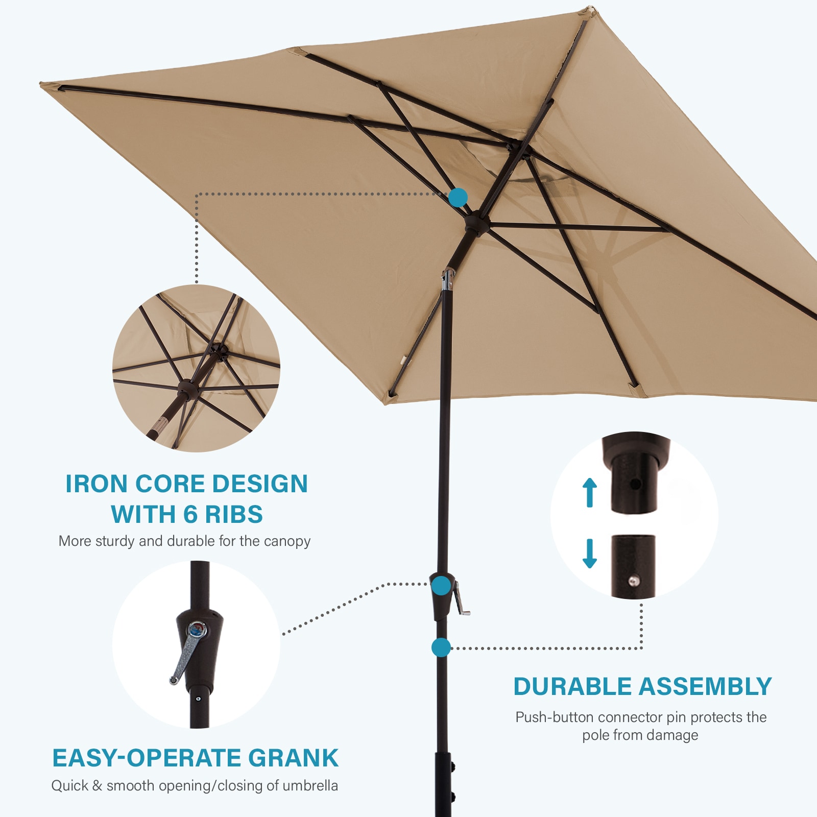 JEAREY JE-QTZZS-6.5X10FT-BE Umbrellas-2 - View #8