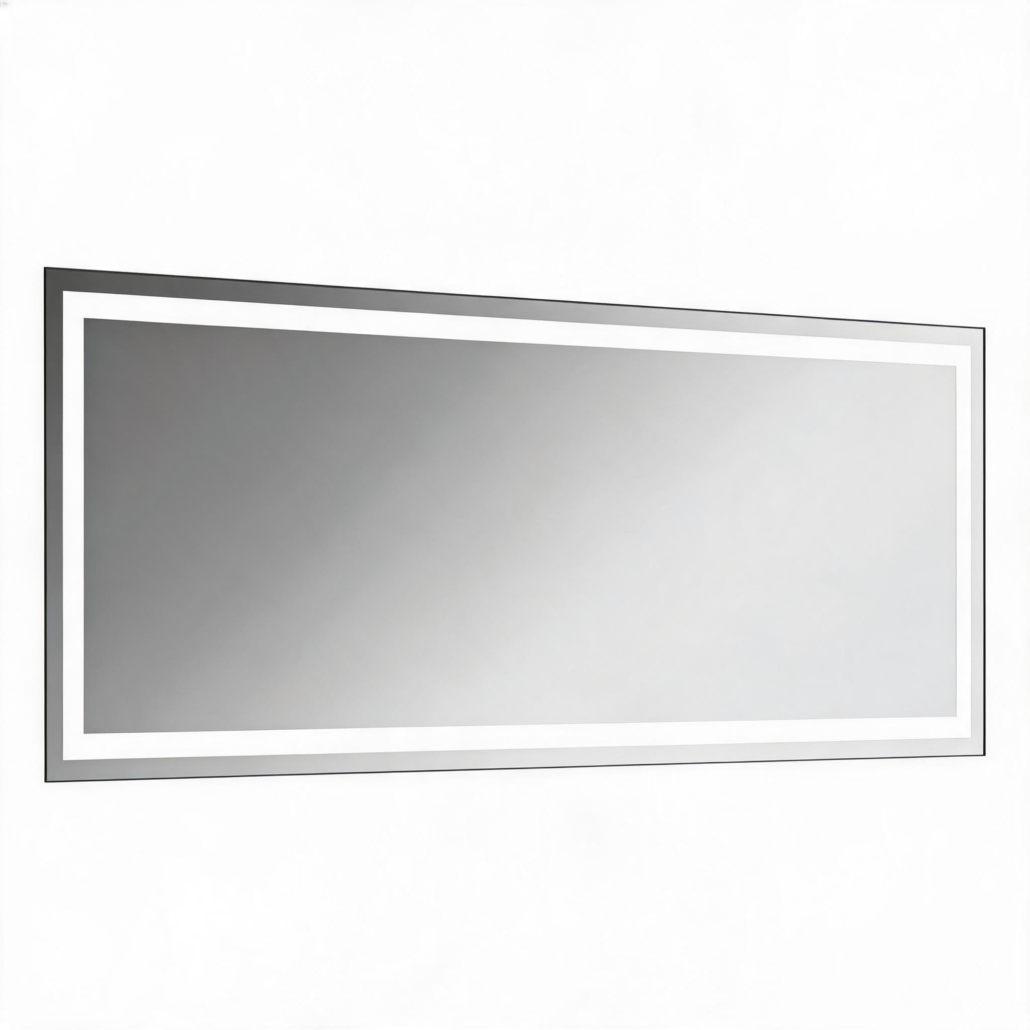 LIVACA 84 inch x 40 inch White Frameless Tempered Glass LED Bathroom Mirror with Dimmable Light and Anti-Fog Function