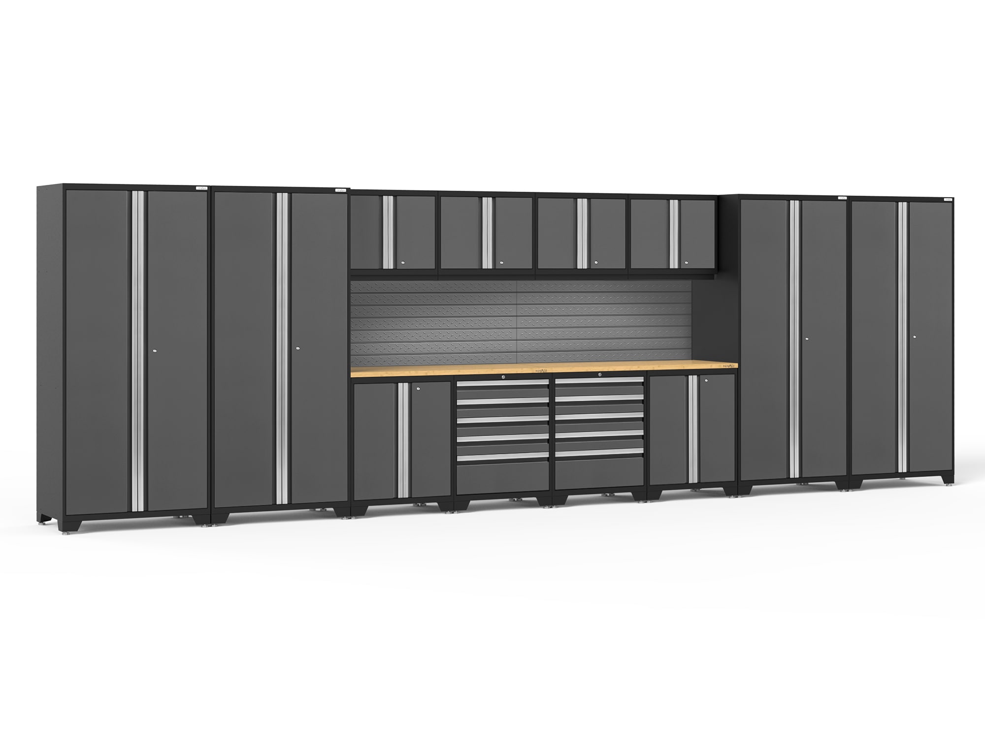 NewAge Products 58569 256.0-in W x 85.25-in H x 24.0-in D 12 -Cabinets Steel Charcoal Gray Garage Storage System