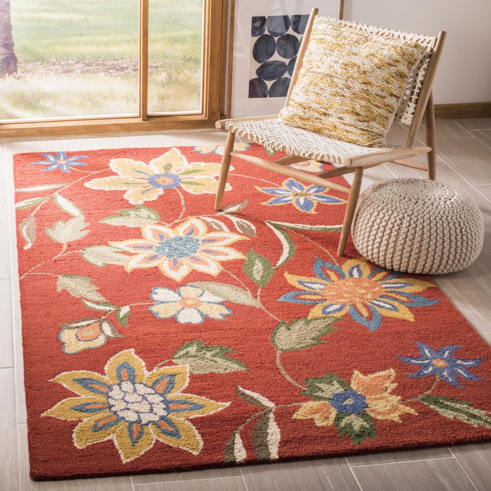 Blossom Rust and Multi Floral Wool 6' x 9' Area Rug