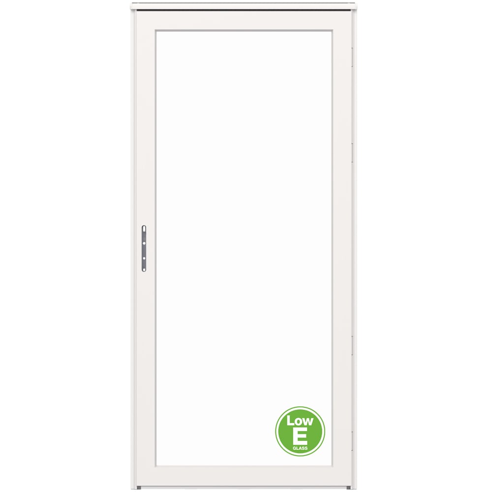 Platinum 32-in x 81-in White Linen Full-view Interchangeable Screen Aluminum Storm Door Left-Hand Outswing | - LARSON 45904361RE