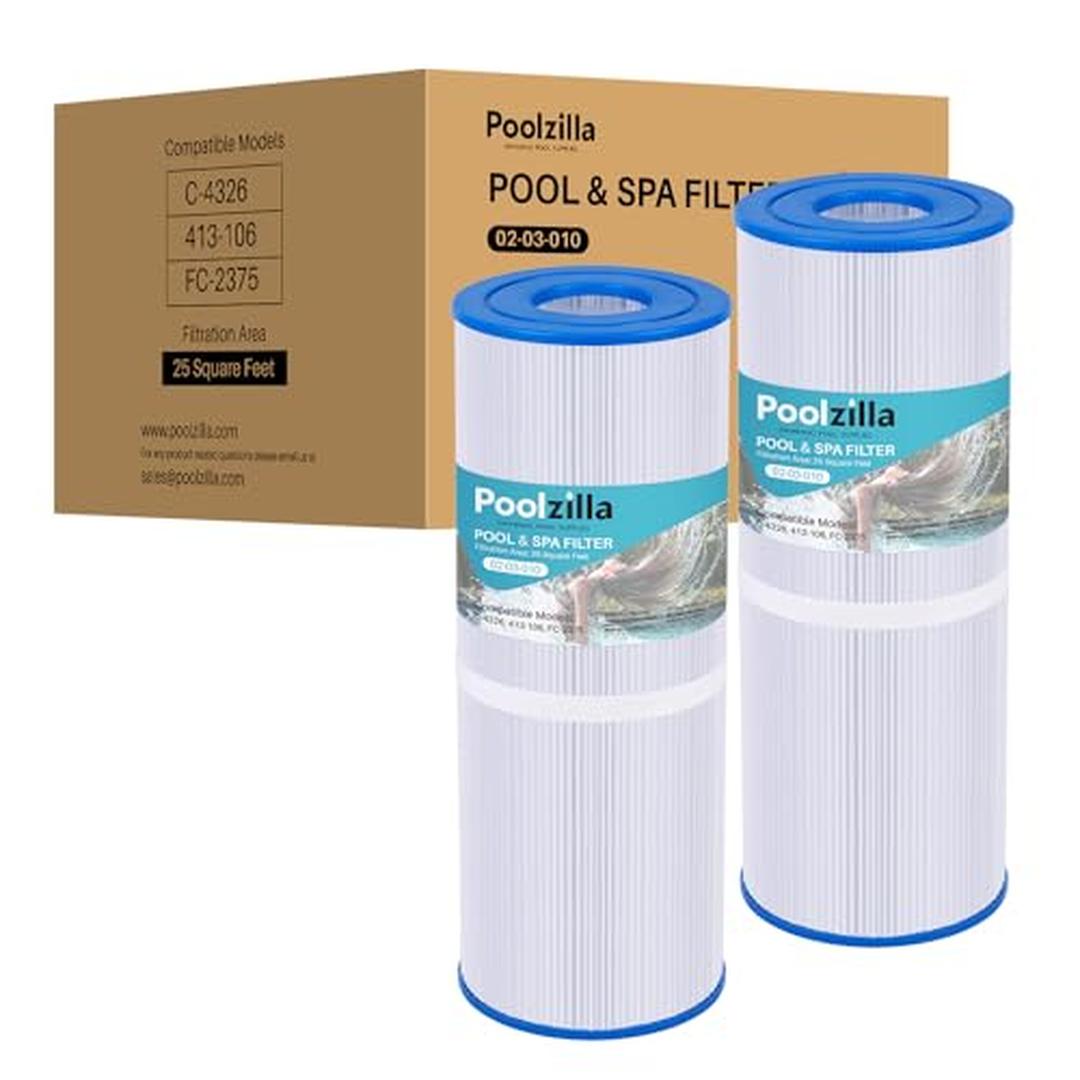 Poolzilla 02-03-010-2PK 2 Pack Replacement Hot Tub Filter Cartridge Compatible with PLFPRB25 IN Pleatco PRB25 IN Unicel C 4326 Filbur FC 2375 Rainbow Dynamic 25 Pure N Clean PC 2375