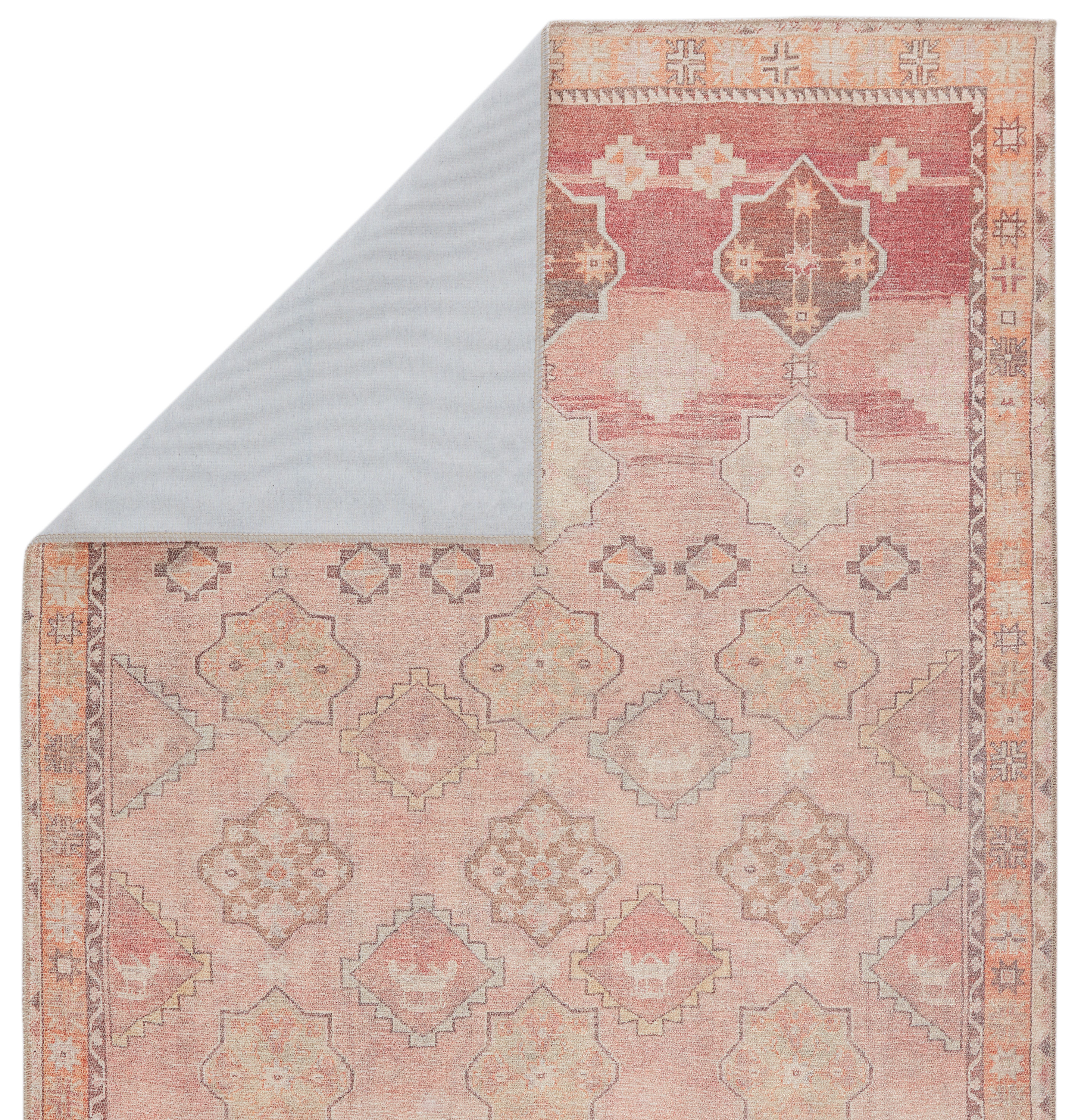 Kairos Medallion Red and Pink Synthetic Runner Rug