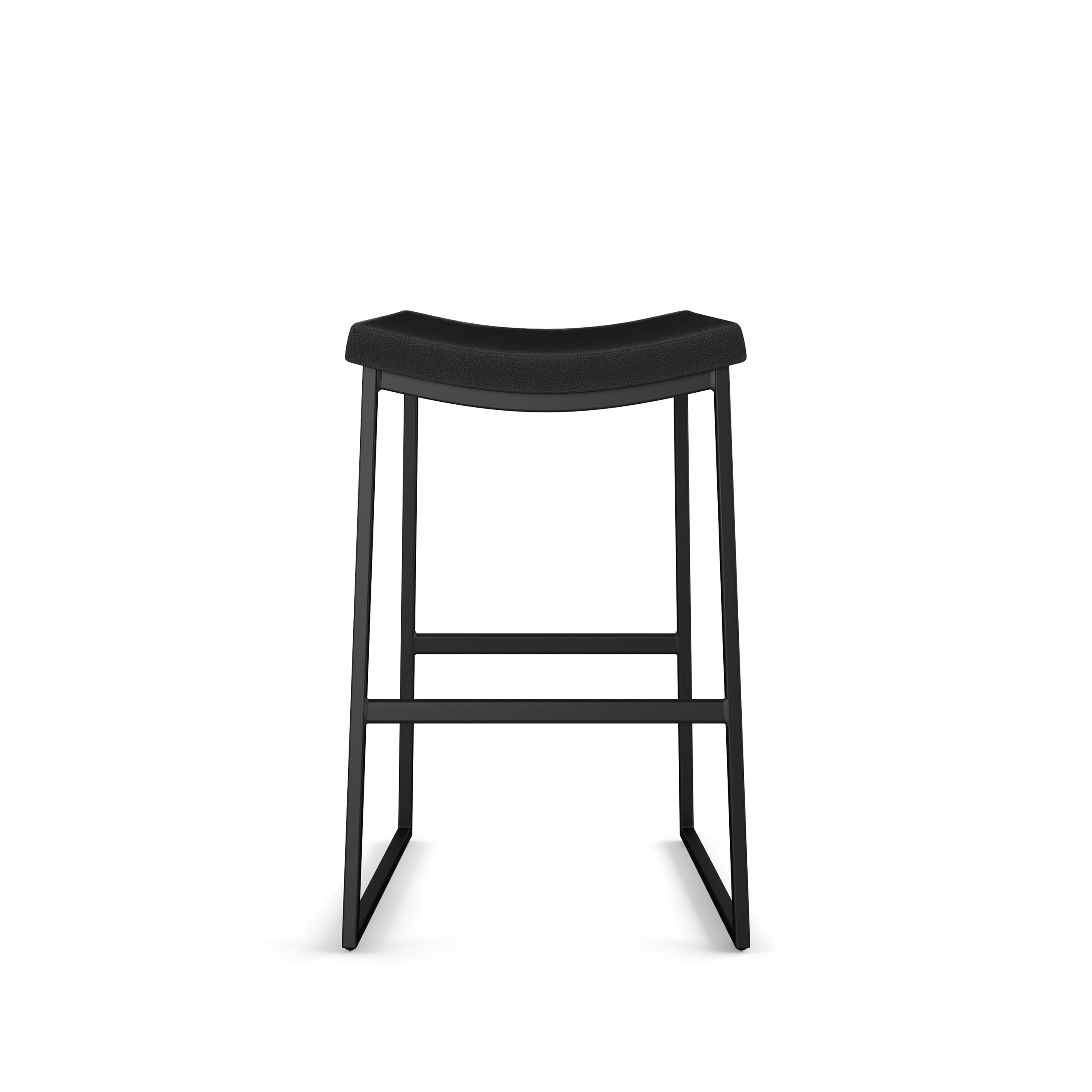 David 30" Black Faux Leather Backless Bar Stool
