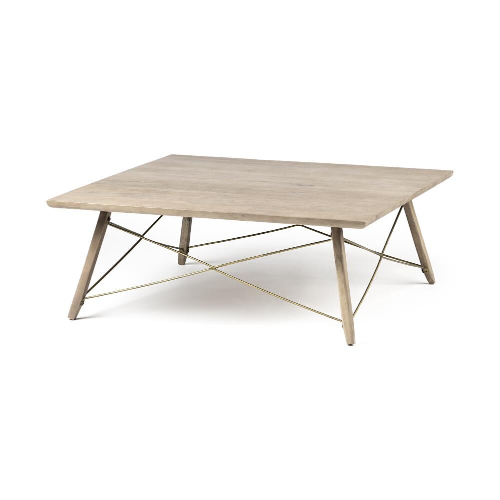 Mercana 68221 Kirby A Smooth, Light Brown Finish with Warm Undertones Mango Wood Coastal Coffee Table