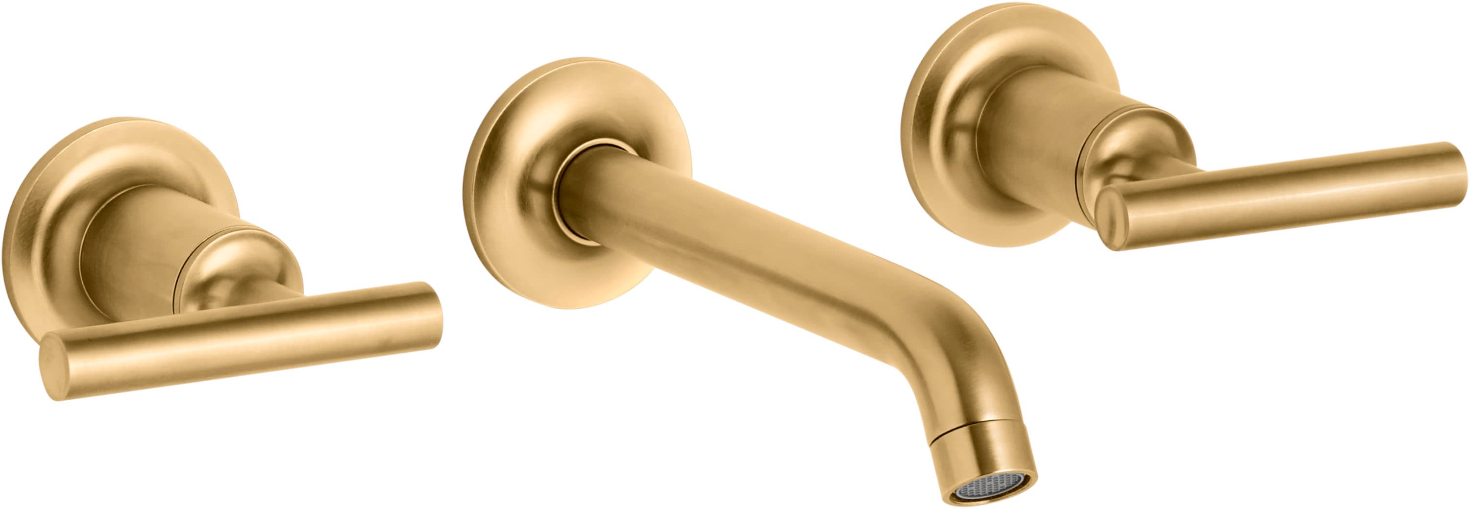 KOHLER Purist Vibrant Brushed Moderne Brass 2-handle Commercial/Residential  Wall-mount Bathtub Faucet