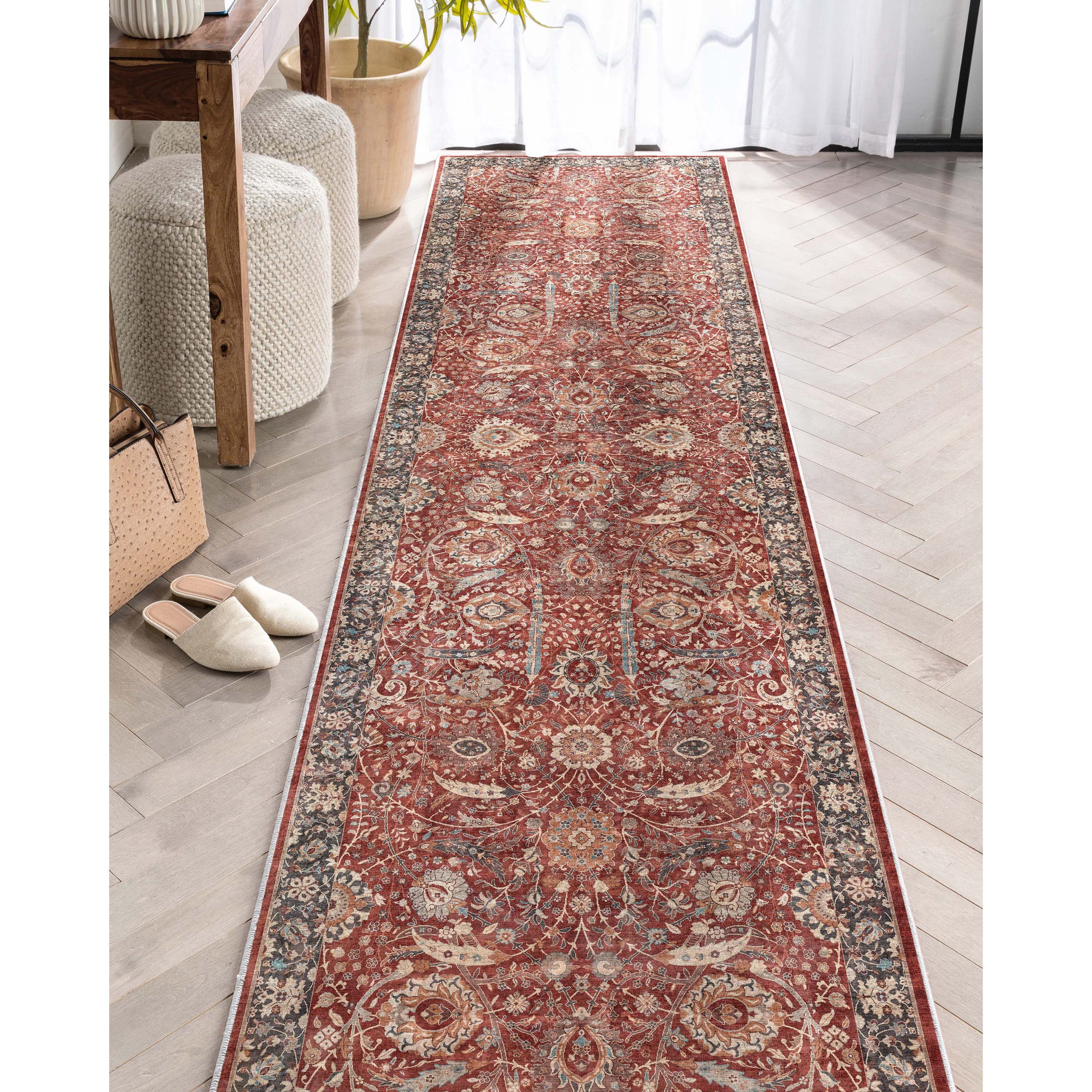 Well Woven W-AS-01C-2L 2 x 9 (ft) Flatweave Polyester Purple Rectangular Indoor Medallion Vintage Runner rug