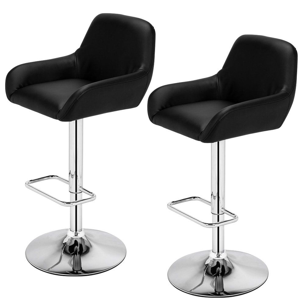 Winado 822435287500 Bar Stool Set of 2 Black 16.93-in H Bar height Swivel Metal Bar Stool Back