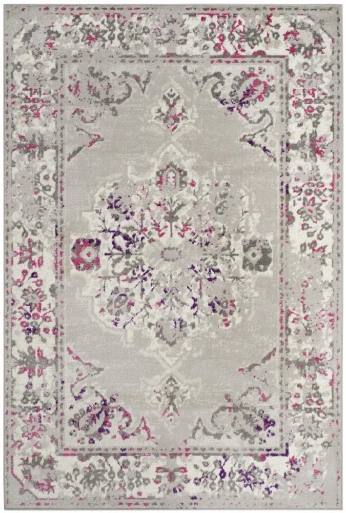 Gray and Pink Medallion 6' x 9' Reversible Area Rug