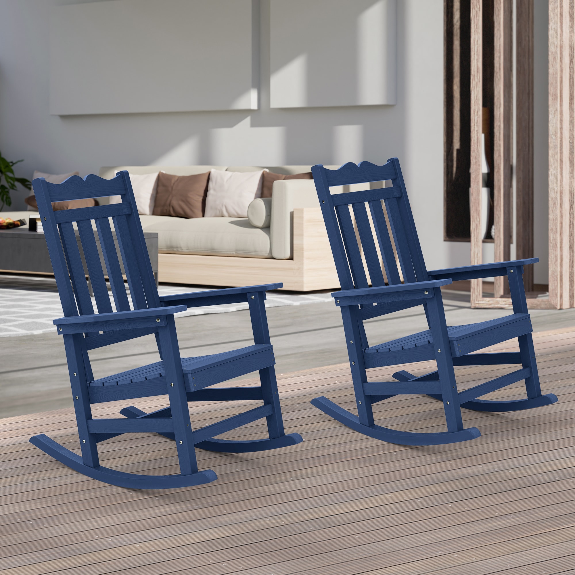 ACEGOSES LW-RC-62-NY-2 Adirondack Chair Set of 2 Navy Adirondack Chair with Slat Seat