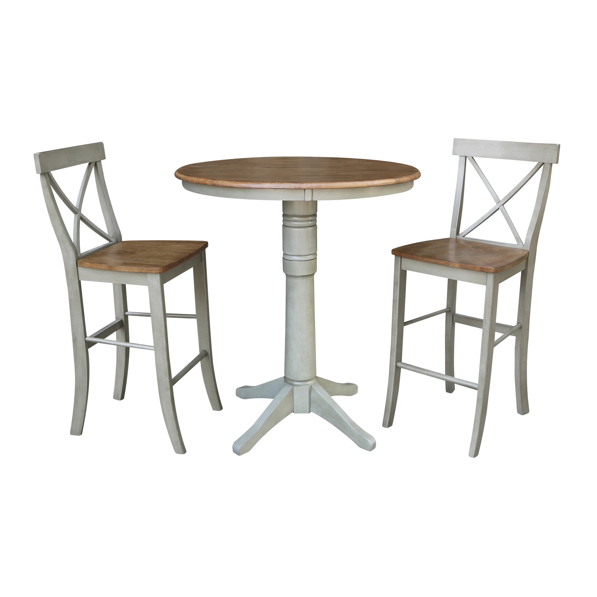 International Concepts K41-36RT-27B-S6133-2 Distressed hickory/stone Casual Dining Room Set with Round Table ( Seats 2 )