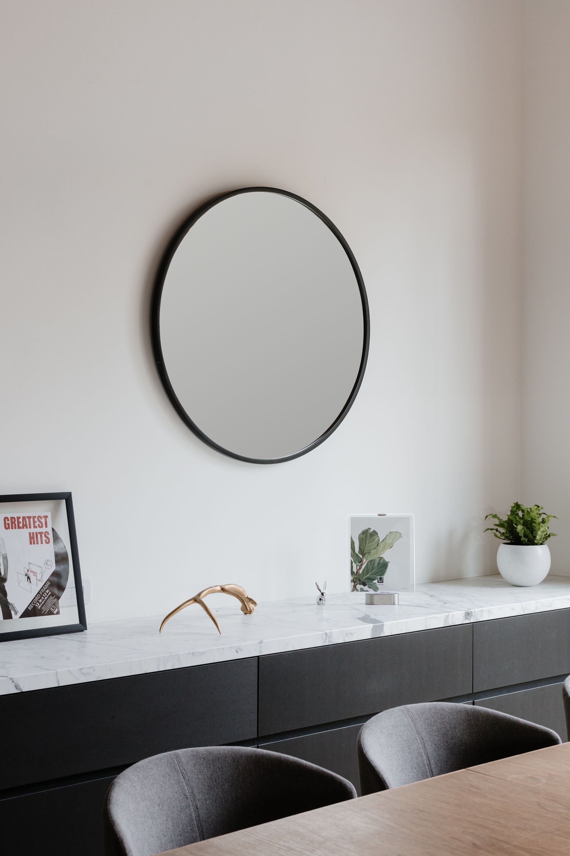 Umbra Hub 24” Circular Mirror by Umbra ­­ Washrooms Living Rooms and More Round Mirror for Entryways Black 