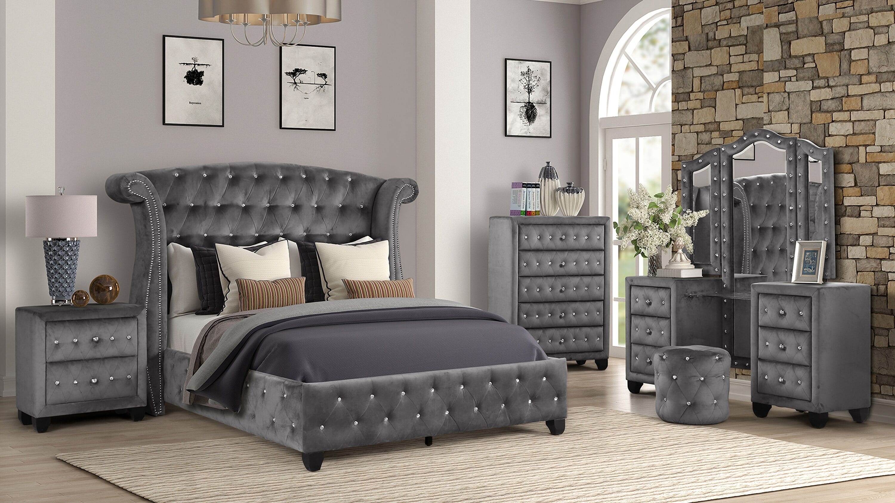 Galaxy 808857689658 Gray Queen Bedroom Set