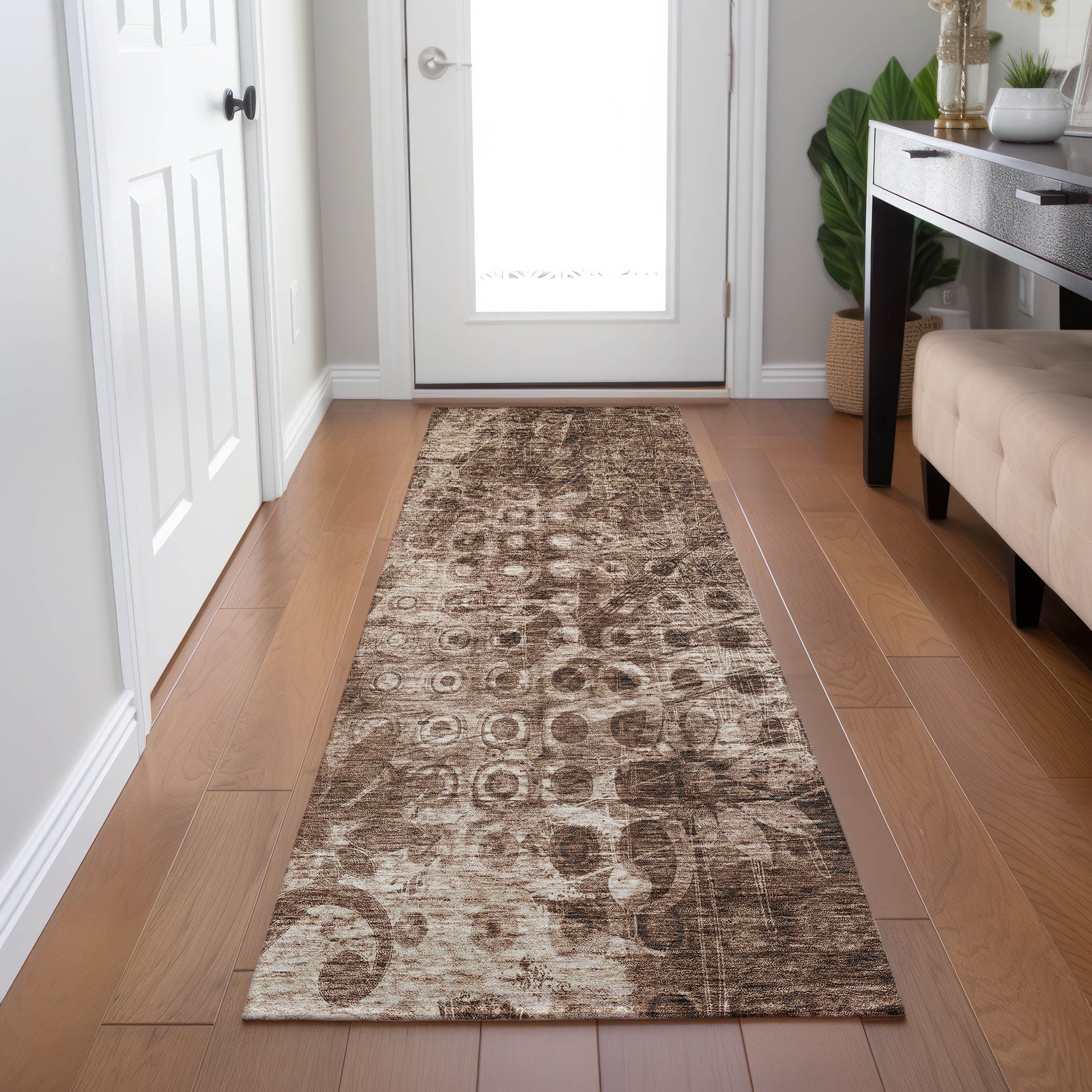 Addison Rugs ACN577CH2X8 Chantille ACN577CH 2 x 7 (ft) Polyester Chocolate Rectangular Indoor/Outdoor Geometric Machine washable Runner rug