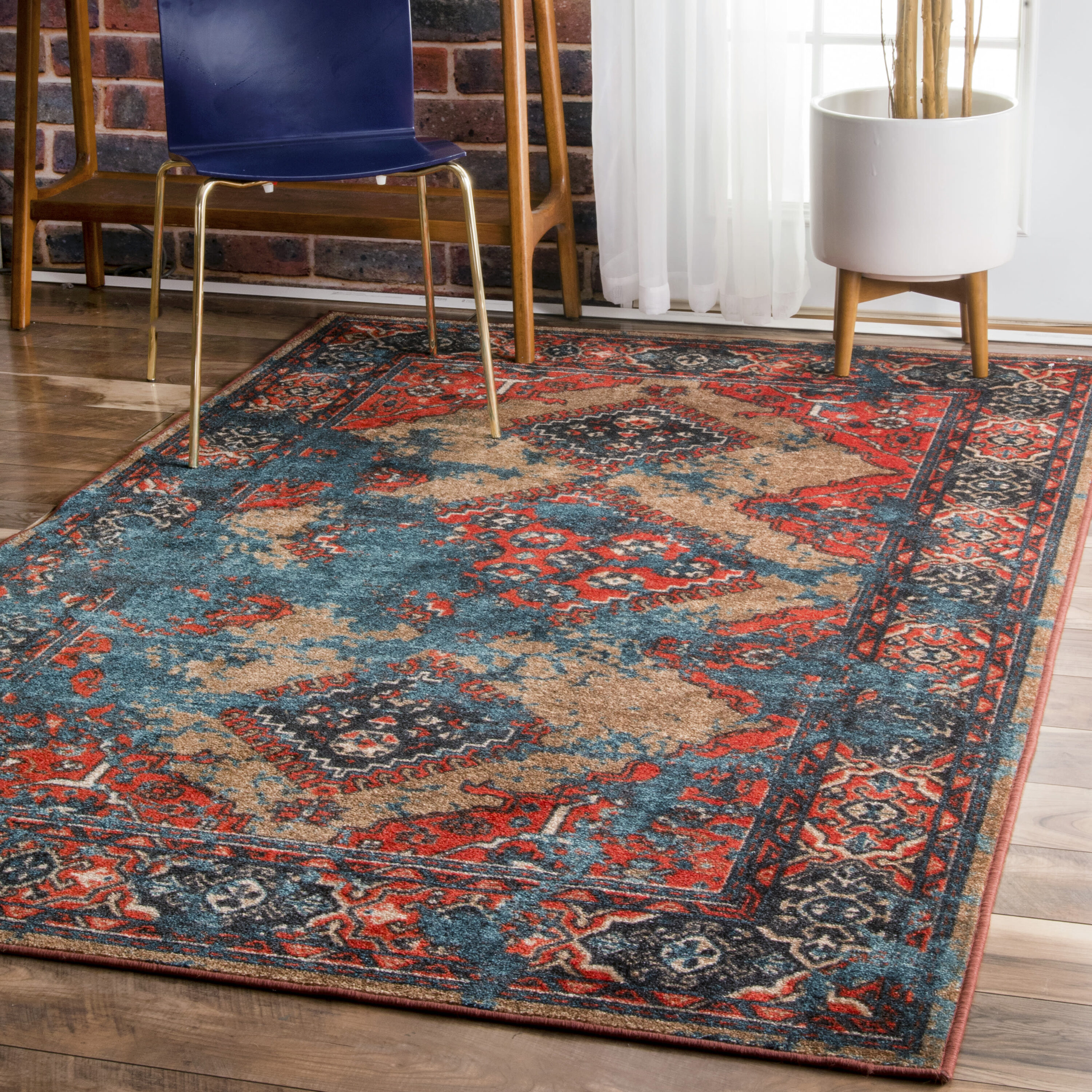 nuLOOM MCGZ12A-4406 Lavonna 4 x 6 (ft) Synthetic Red Rectangular Indoor Distressed/Overdyed Area rug
