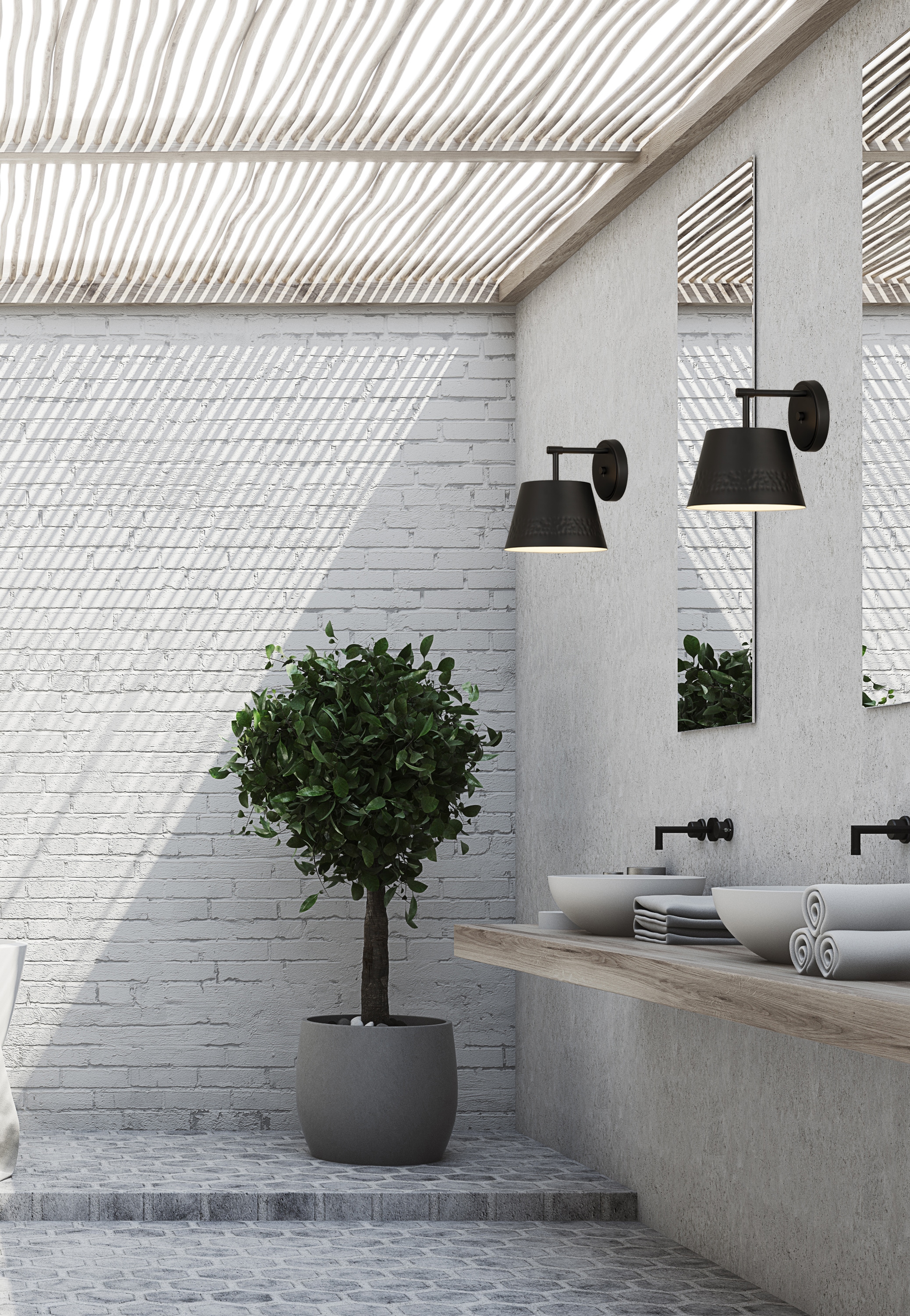 Maddox Matte Black Dimmable Wall Sconce with Hammered Detail