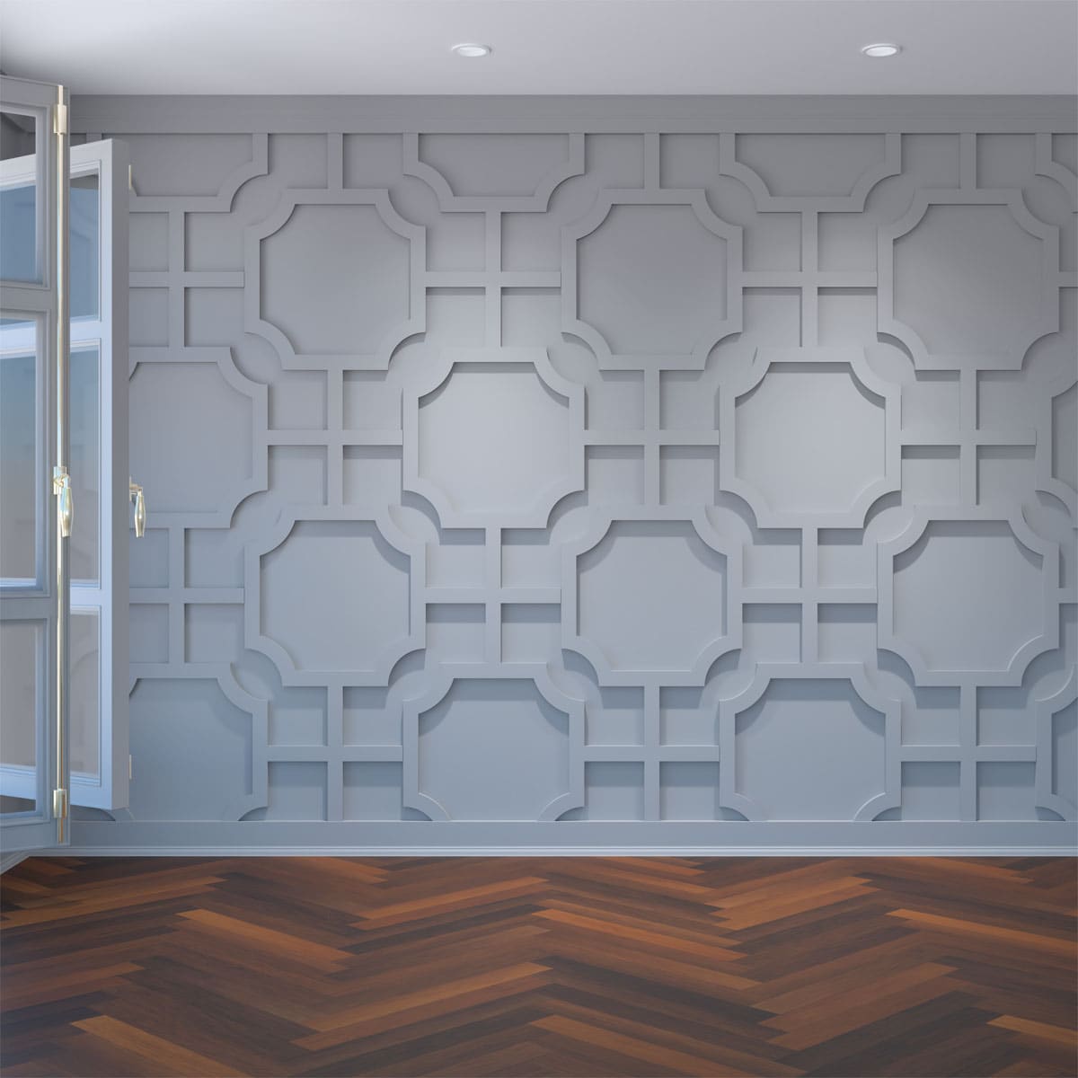 Ekena Millwork WALP24X24BRD 40-7/8-in x 23-3/8-in Smooth Paintable/Stainable White PVC Fretwork Wall Panel ( 5.92-sq ft )