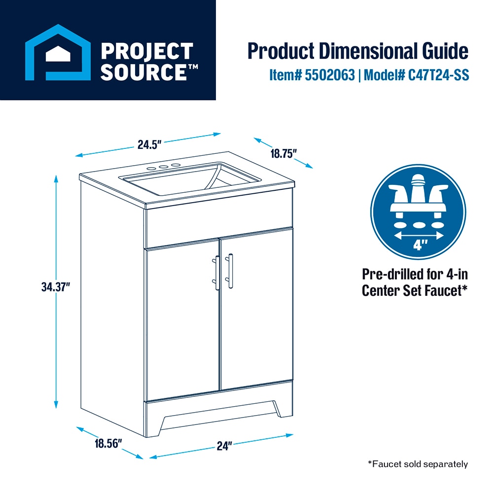 Project Source C47T24-SS Bath-Vanity-Combo - View #4