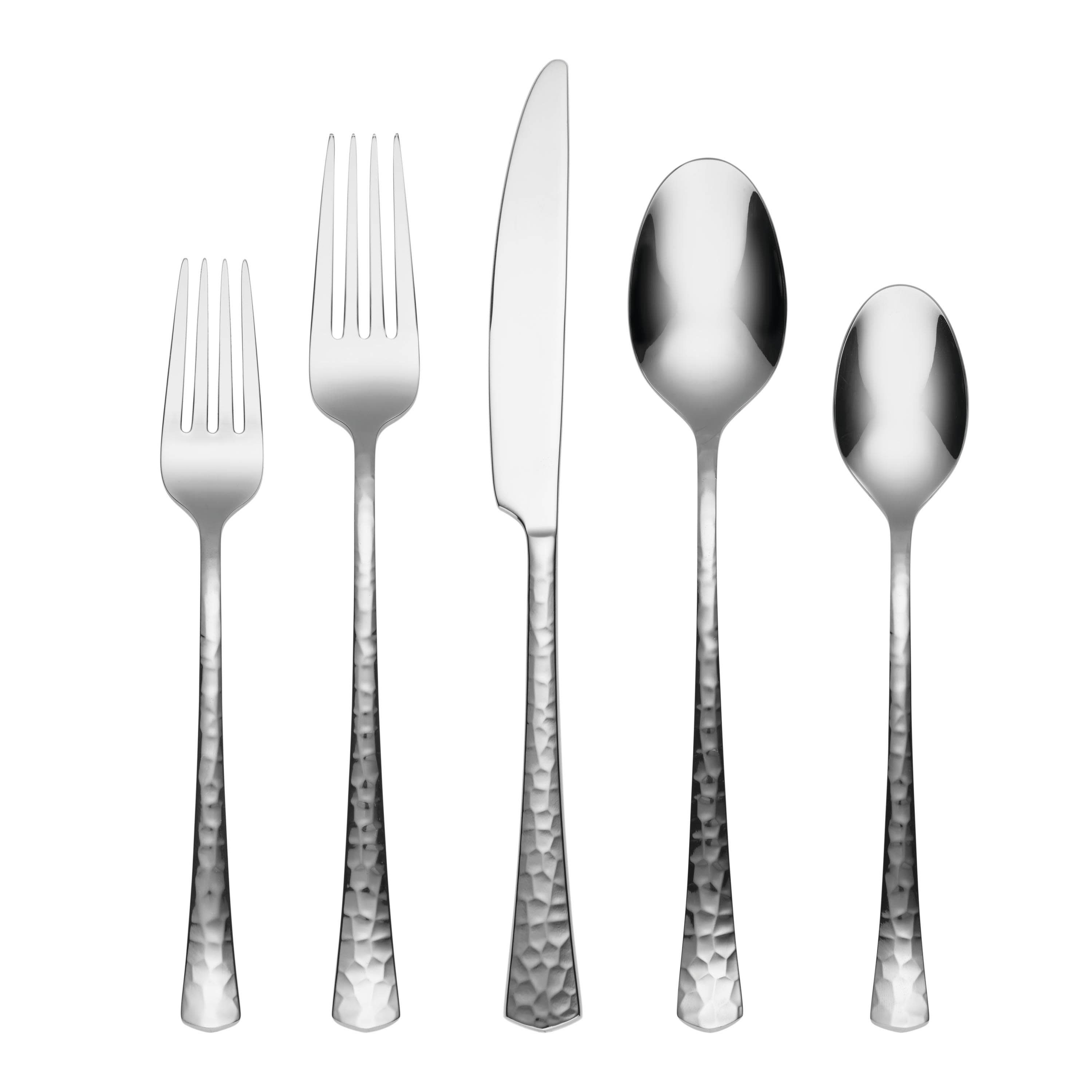 Cambridge 348920CNW12R Raegan Hammered Mirror 20 -Pieces Polished Modern Flatware