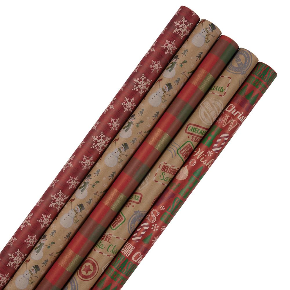 Jam Paper Christmas Wrapping Paper, 15 Sq. ft. 1/Pack, Kraft Christmas Bark Gift Wrap