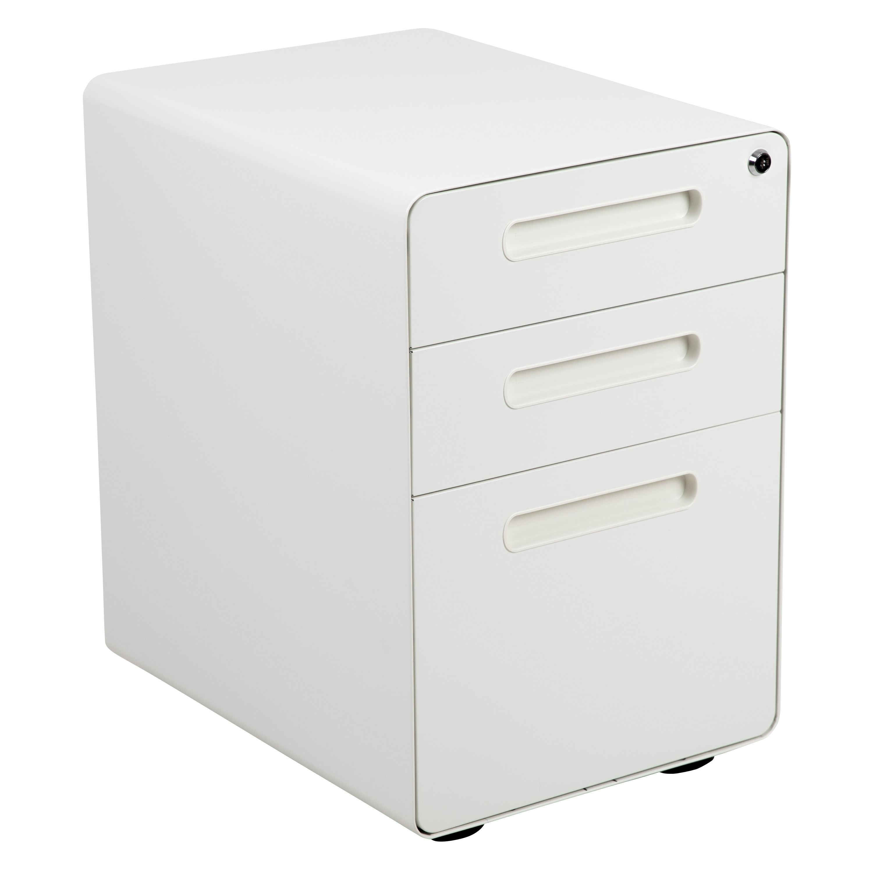 3 Drawer Filing Cabinet with Lock Rolling File Cabinet with 5 Wheels,INTERGREAT Locking Filing Cabinet for Office Home Metal White A 