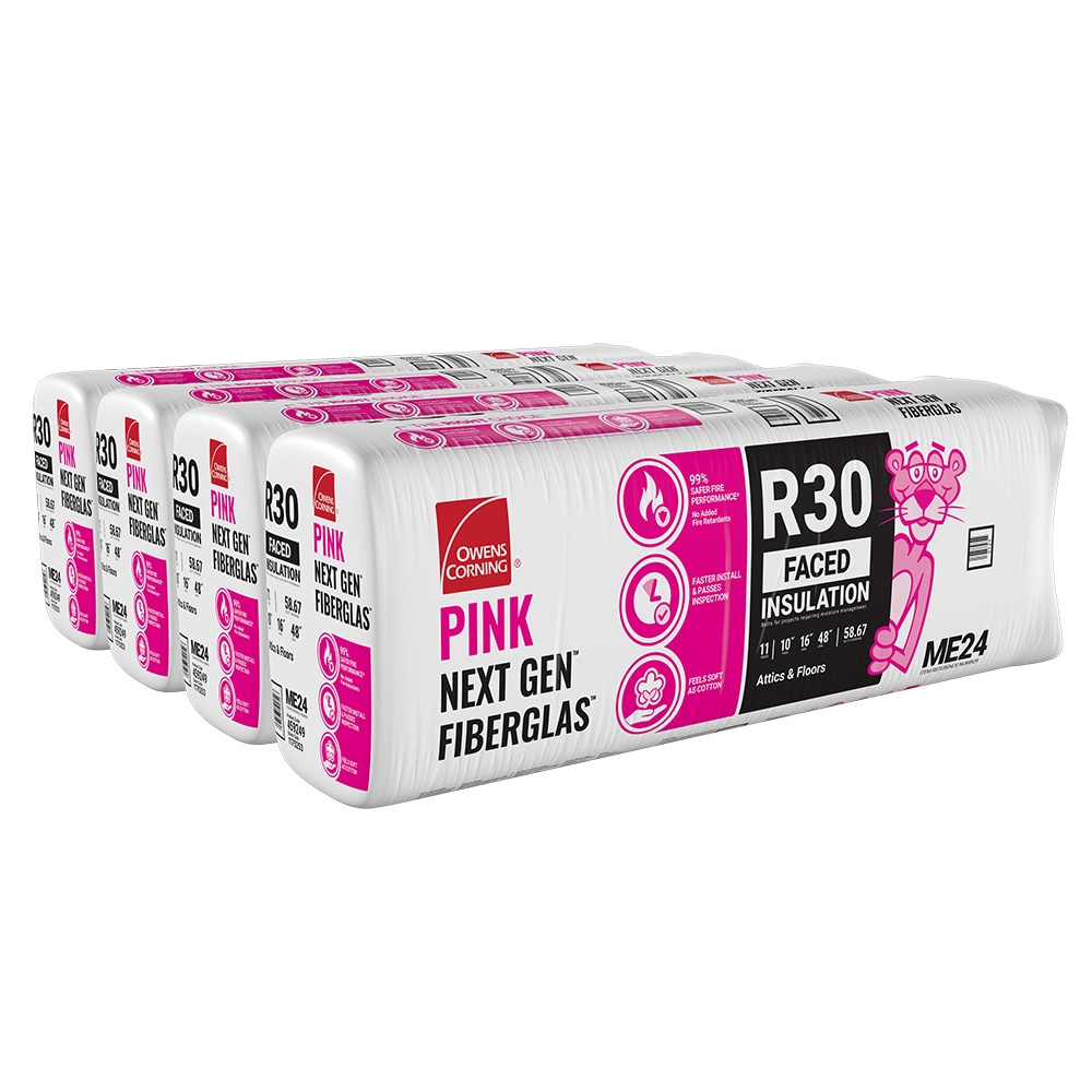 Owens Corning R 30 Attic 58 67 Sq Ft Faced Fiberglass Batt Insulation 16 In W X 48 In L In The Batt Insulation Department At Lowes Com