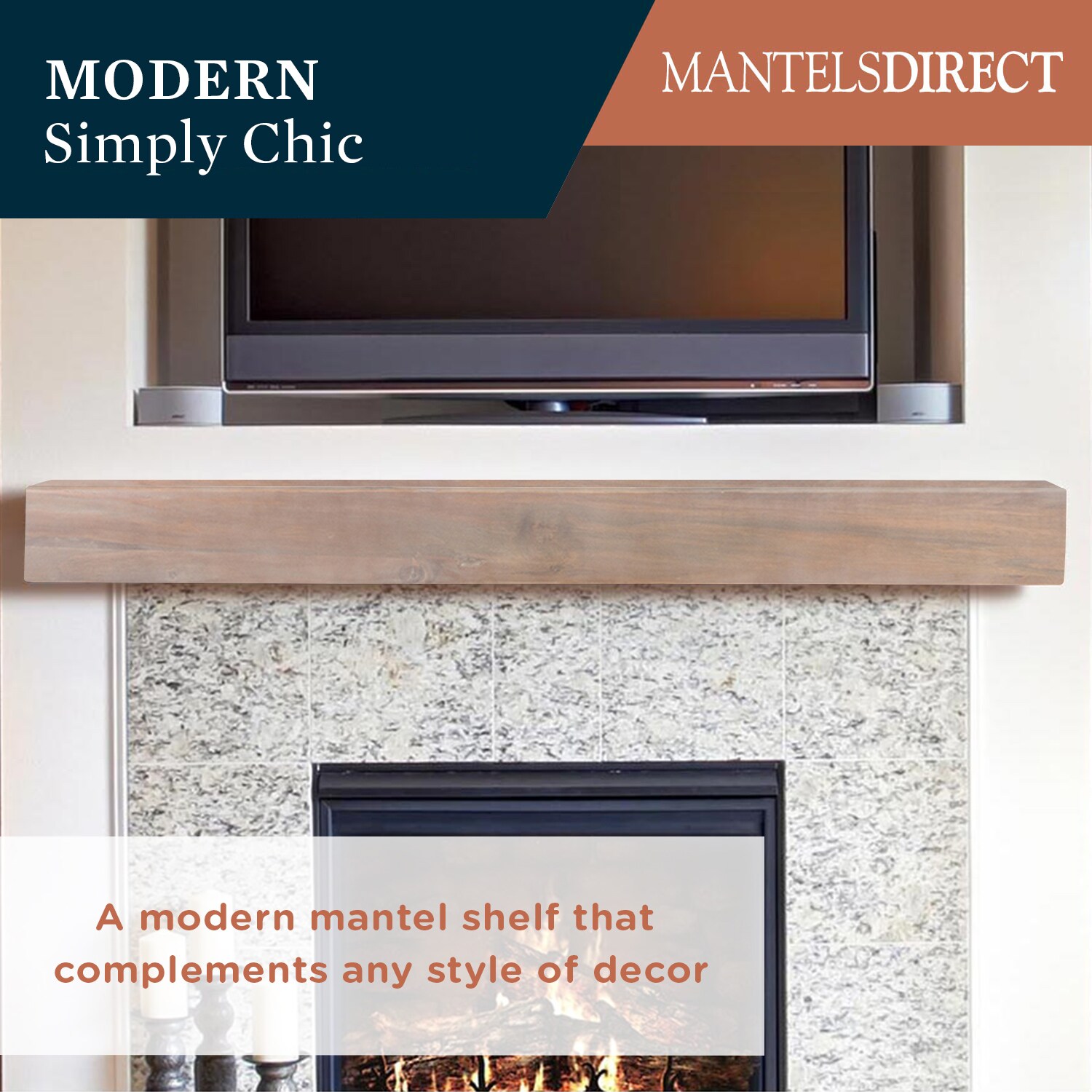 Mantels Direct AUSTIN-60-WW Mantel-Shelves - View #4
