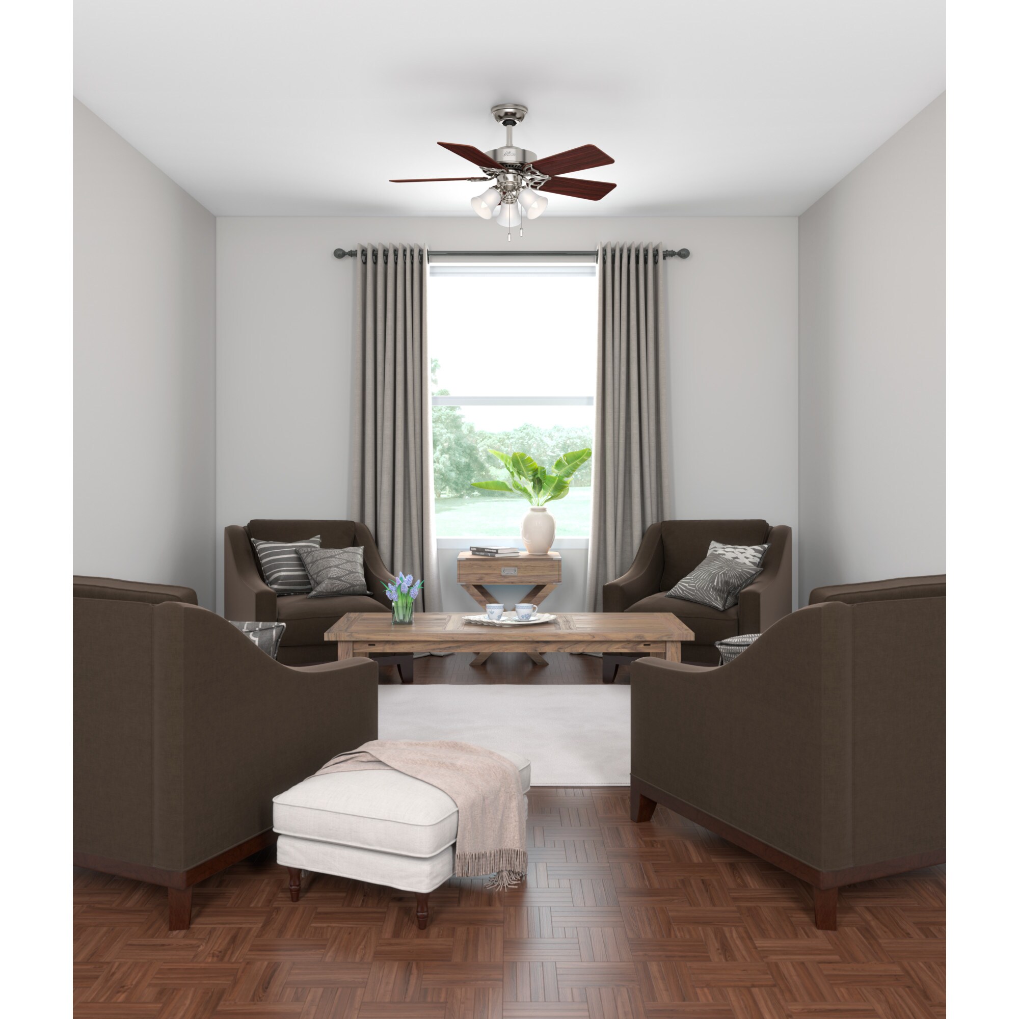 Brushed Nickel Ceiling Fan with Cherry and Maple Blades