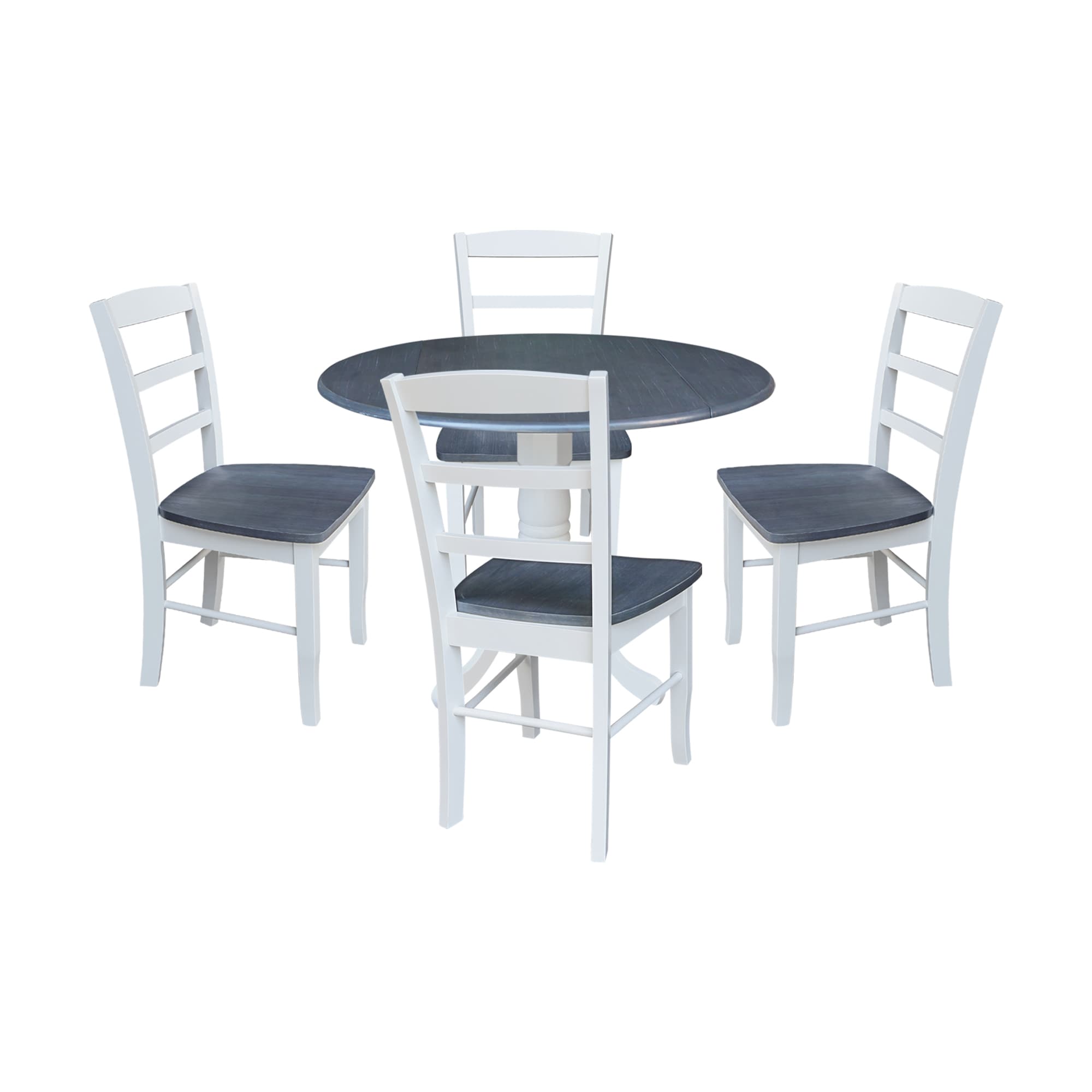 International Concepts K05-42DP-C2-4 White/heather gray Traditional Dining Room Set with Round Table ( Seats 4 )