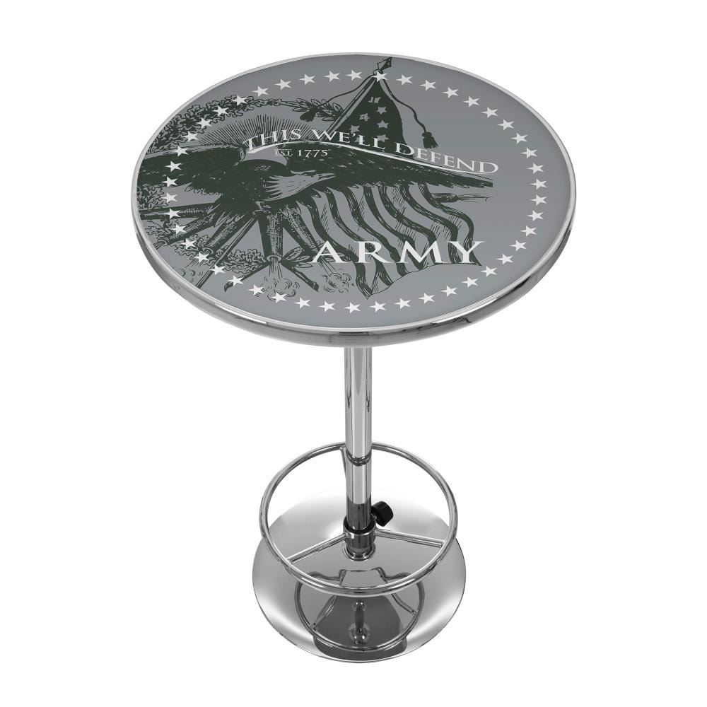 Trademark Gameroom ARMY2000-DEFEND Pub Tables Chrome Round Traditional Bar Table, Composite with Metal Pedestal Base 27.375-in L x 42-in H