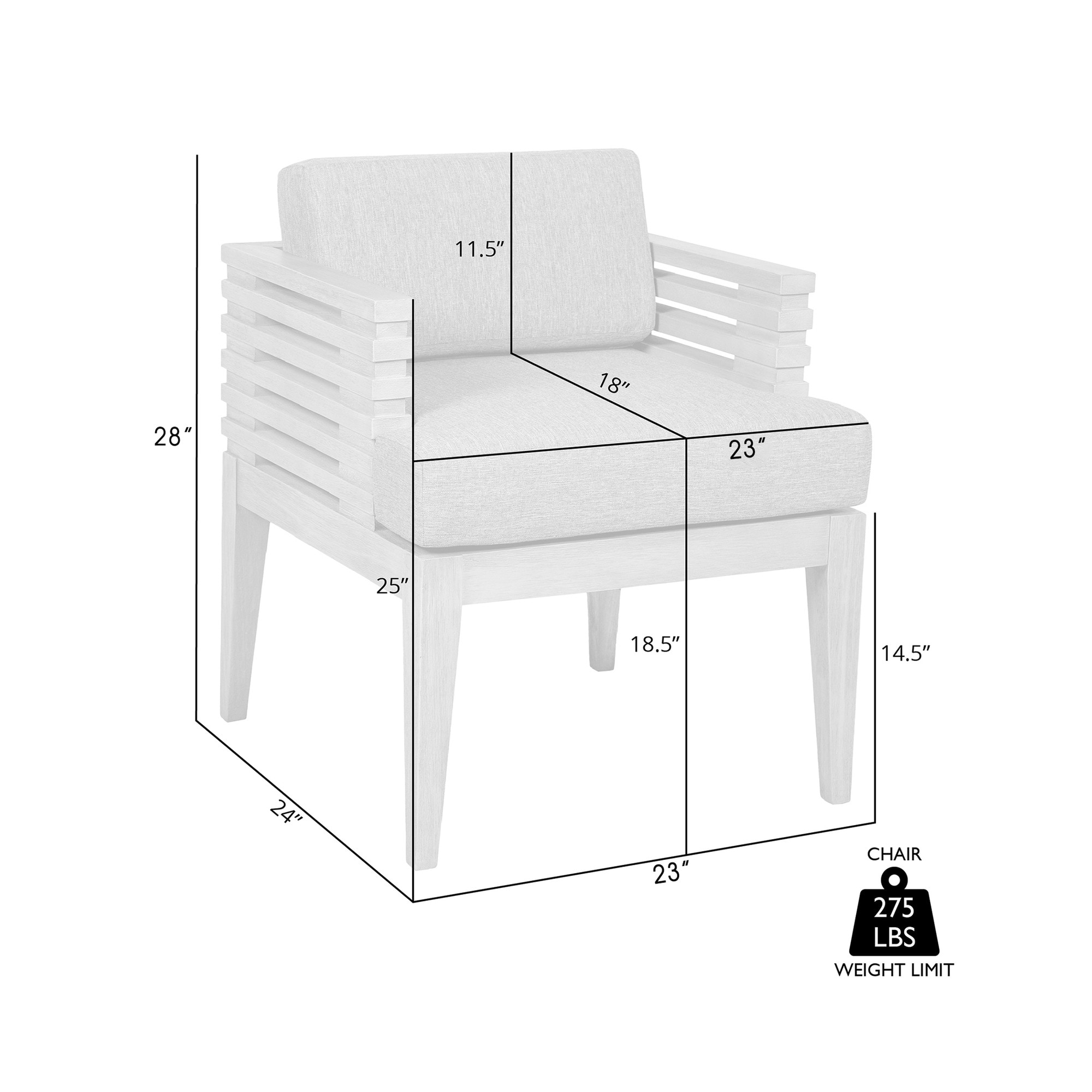 Gray Eucalyptus Wood Outdoor Dining Arm Chair with Cushions
