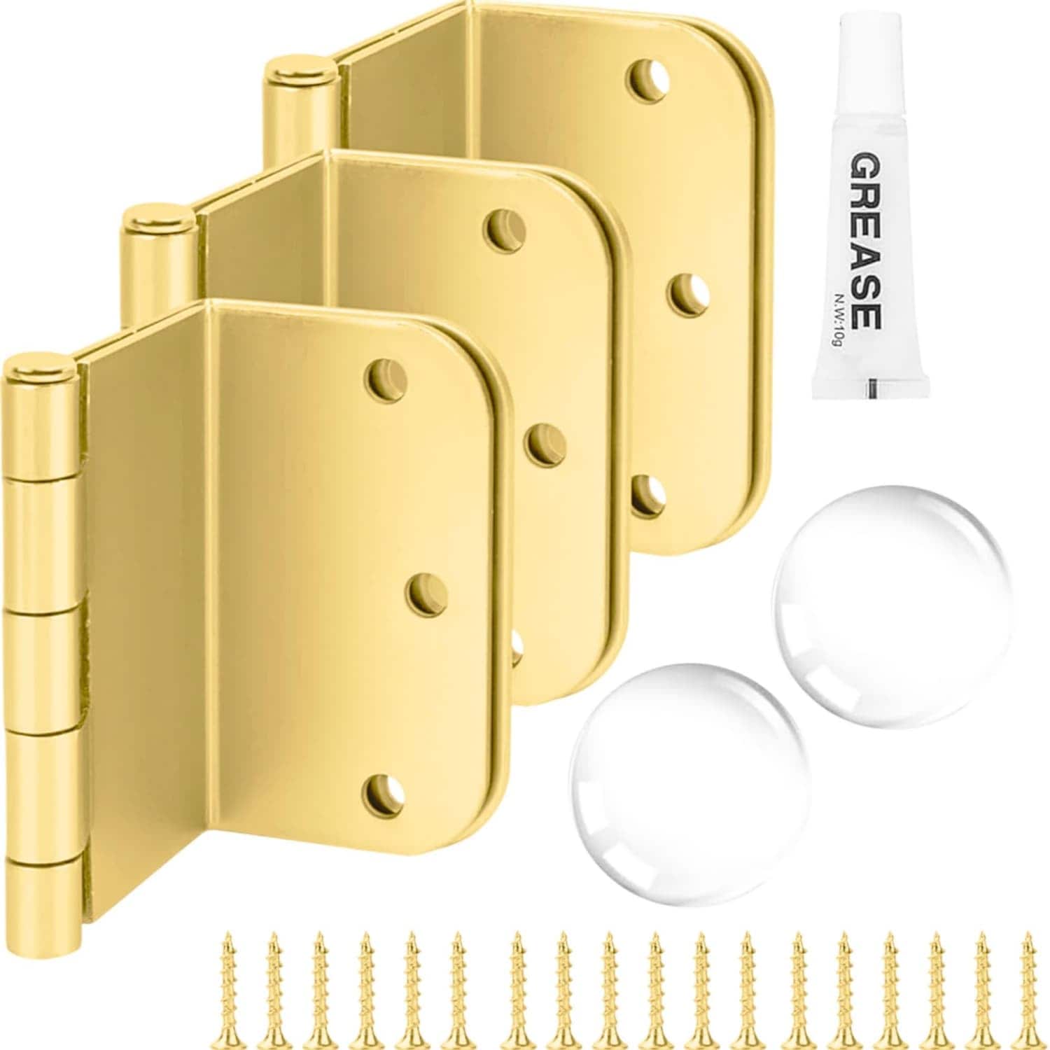 Angel Sar 3-Pack 3.5-in Brushed Brass Offset Door Hinges with 5/8in Radius for Exterior Interior