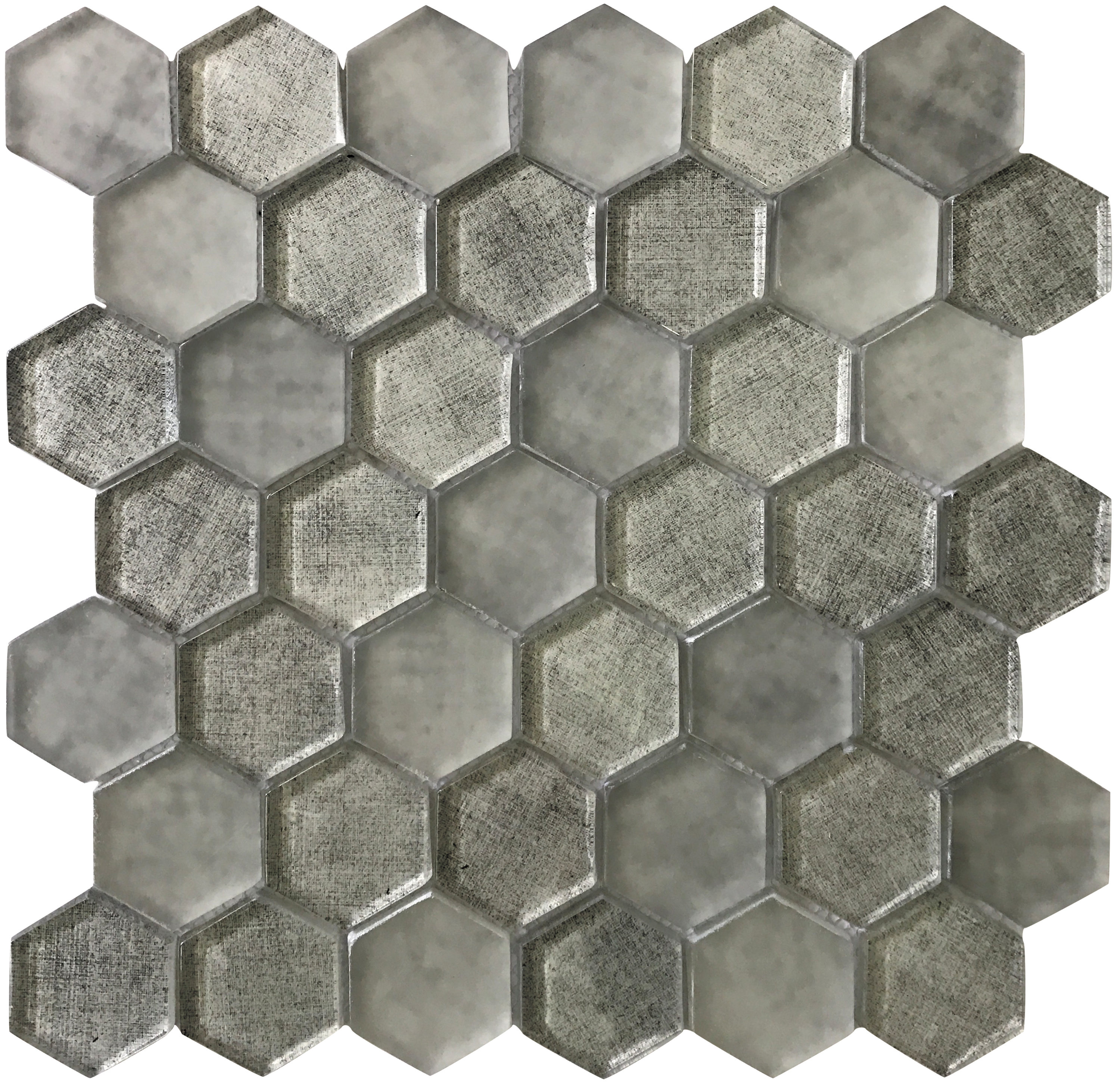 Apollo Tile APLSRA8808ASAMPLE (Sample) Wall Mint Gray 4-in x 4-in Glossy Glass Honeycomb Patterned Wall Tile