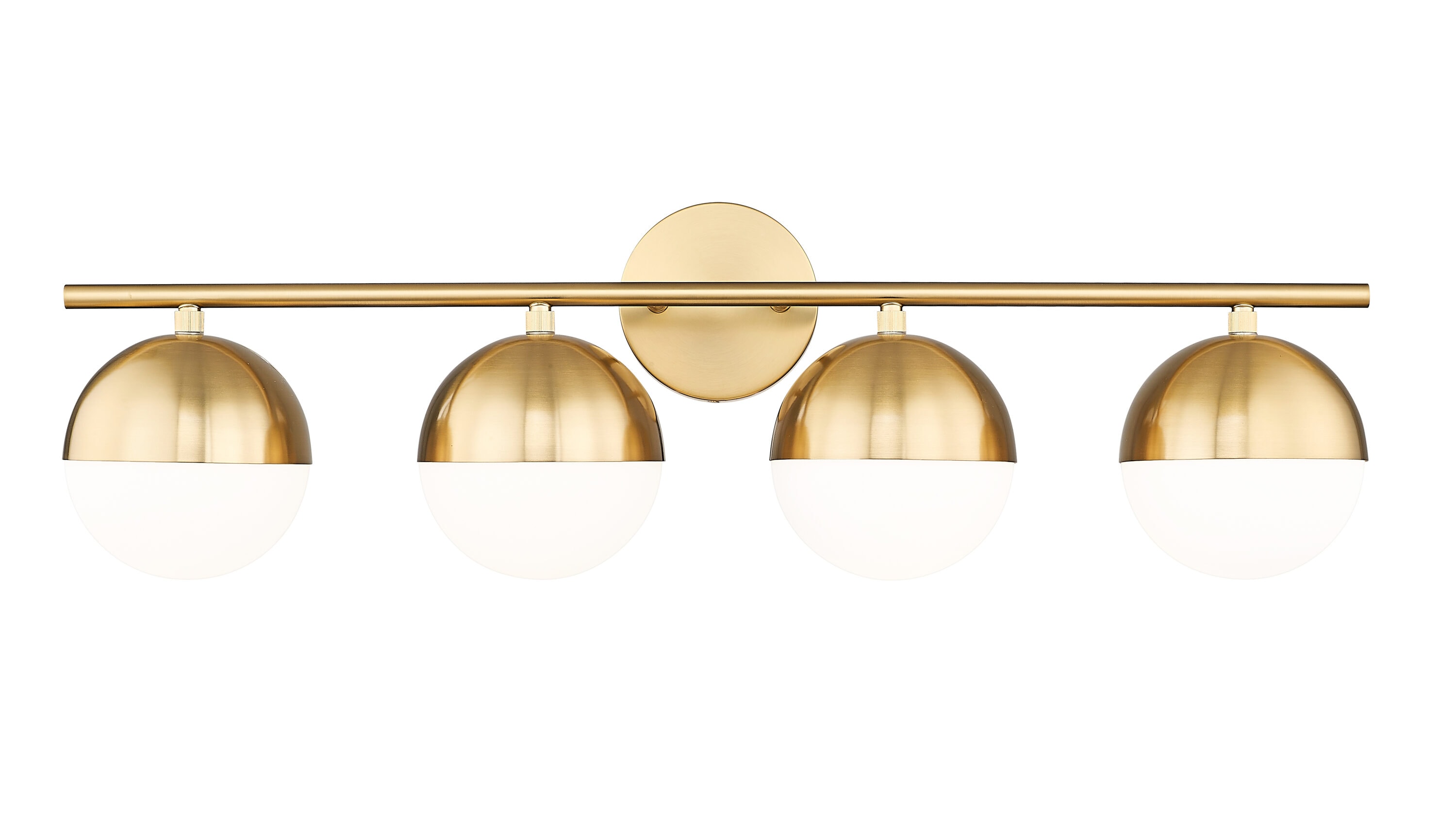 Z-Lite 7517-4V-MGLD Realm Sphere 32.25-in 4 -Light Brushed Gold Transitional Vanity light