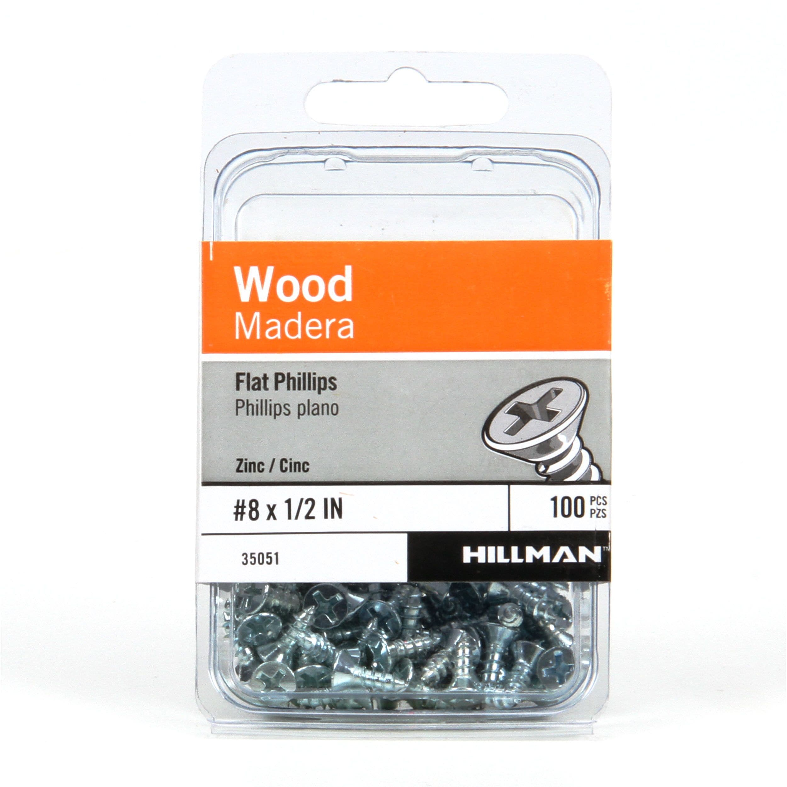 Hillman  Flat  Wood Screw  No 8   x 1-1/2 in L Zinc  Steel  100 pk 