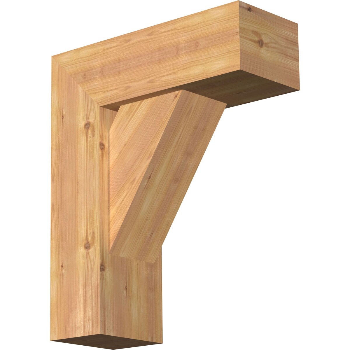 Ekena Millwork 1464867 Traditional Block Smooth Bracket with Offset Brace 7-1/2-in x 20-in x 24-in Western red cedar Brown Wood Standard bracket