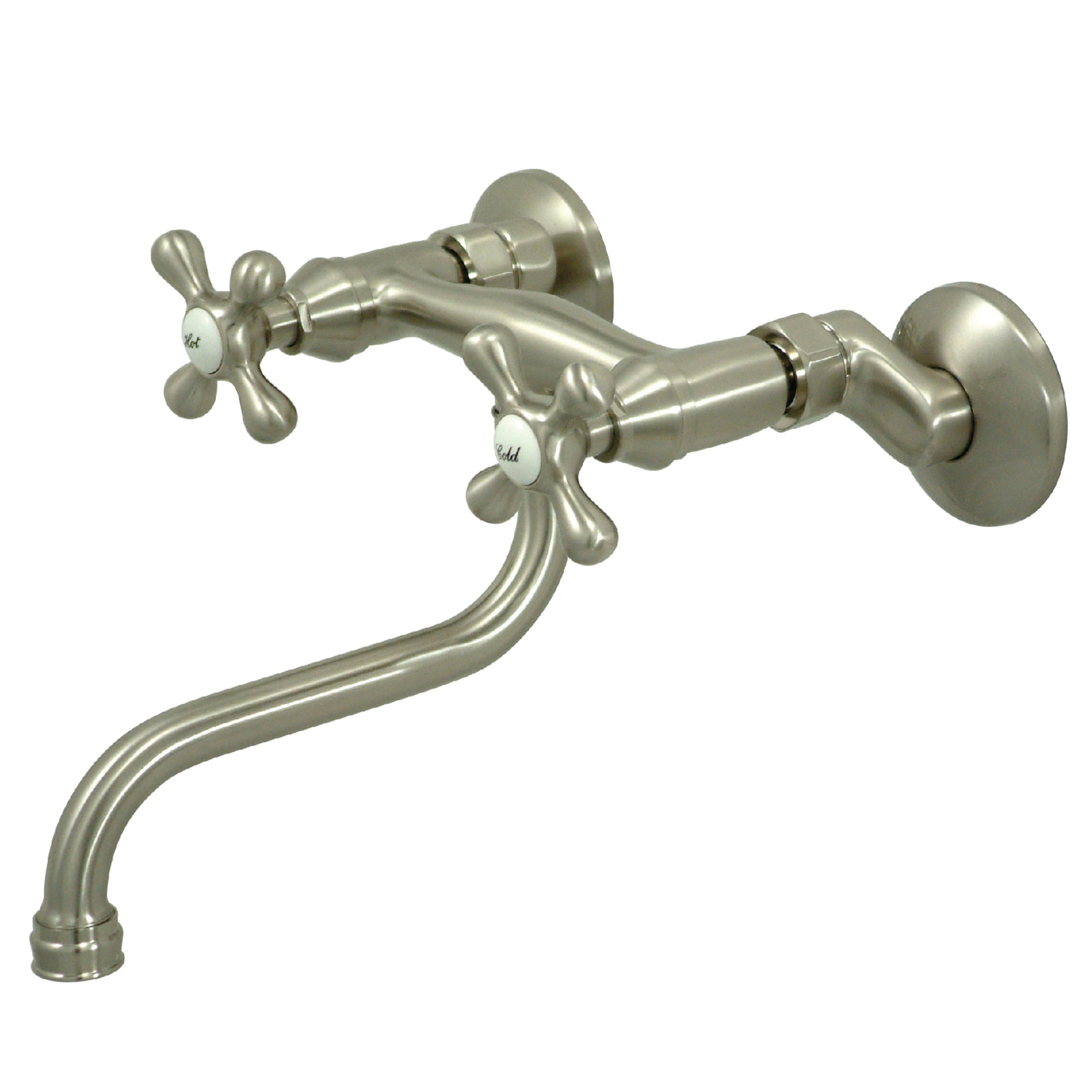 Elements of Design ES216SN Satin nickel Wall-mount 2-handle High-arc Residential Handle Bathroom Sink Faucet
