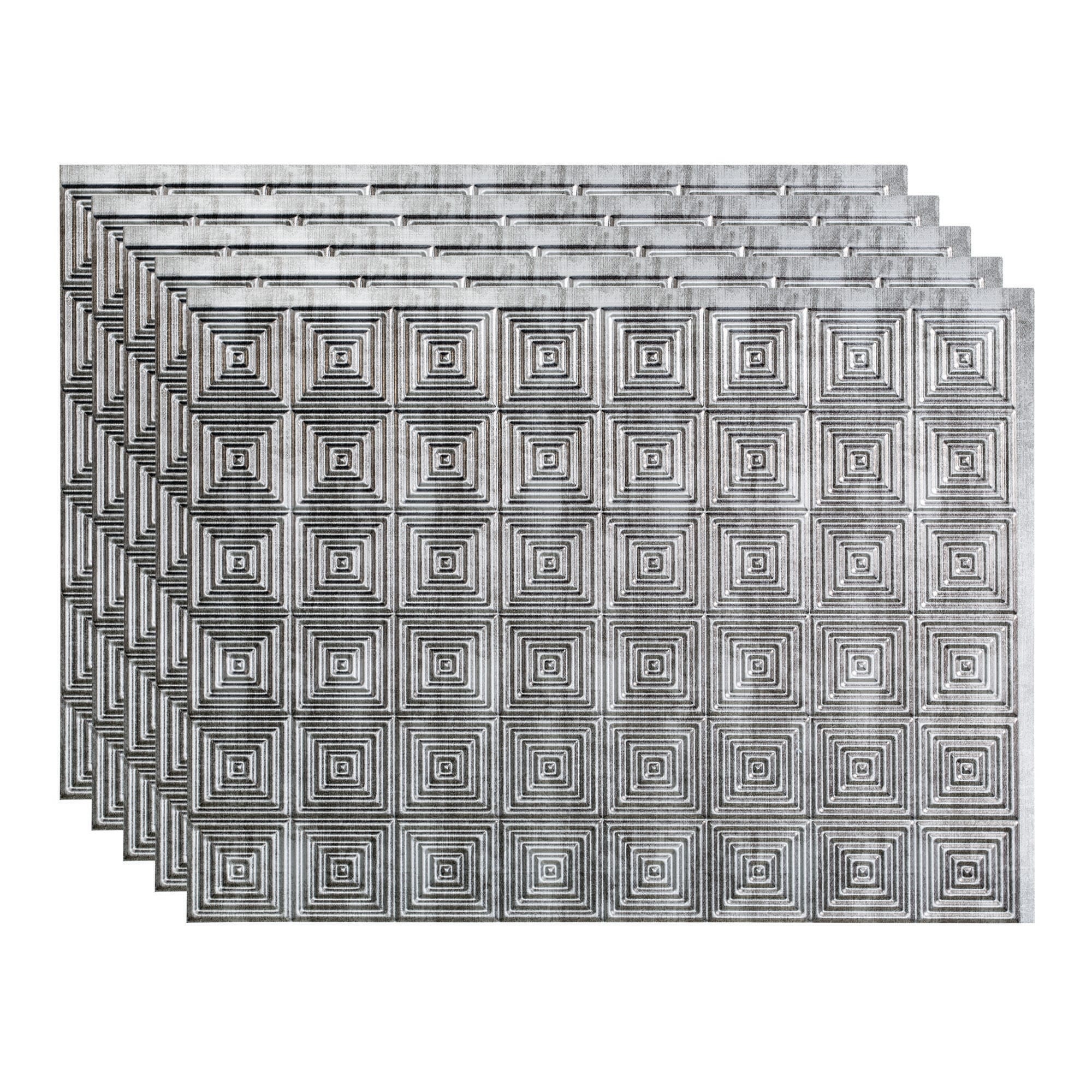 Fasade PB5321 Miniquattro 18.25-in x 24.25-in Vinyl Crosshatch Silver Backsplash Panels 5.0 -Pack